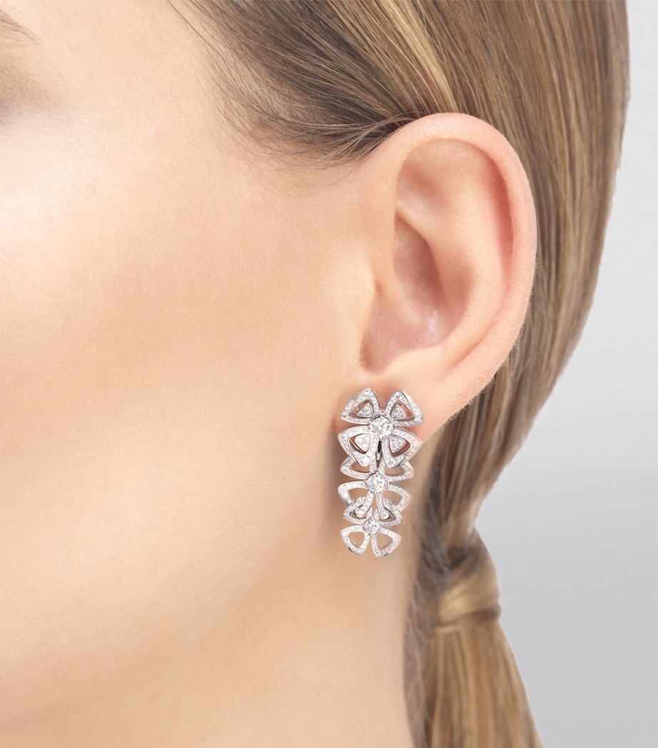 Bvlgari White Gold and Diamond Fiorever Pendant Earrings White Gold Image 3