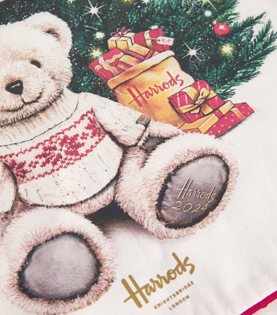 Harrods Large Cotton Christmas Bear Sack Ivory Image 3