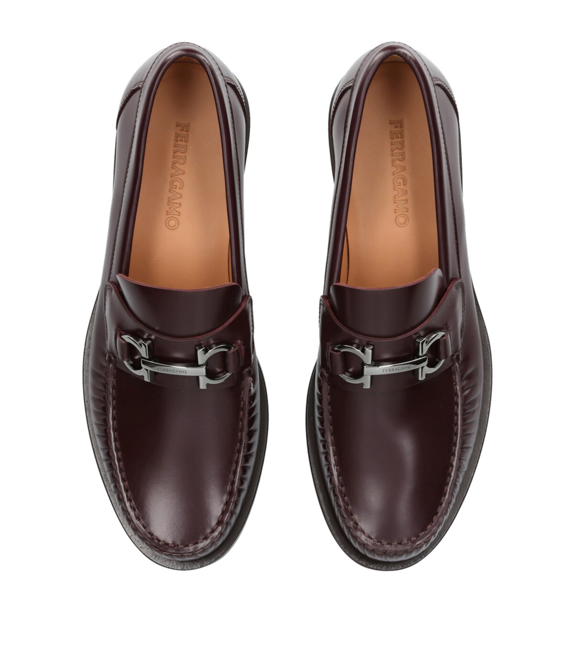 ローファー・オックスフォード SALVATORE FERRAGAMO BURGUNDY LEATHER MIRTY LOAFERS Salvatore Ferragamo Burgundy Leather Mason Gancio Bit