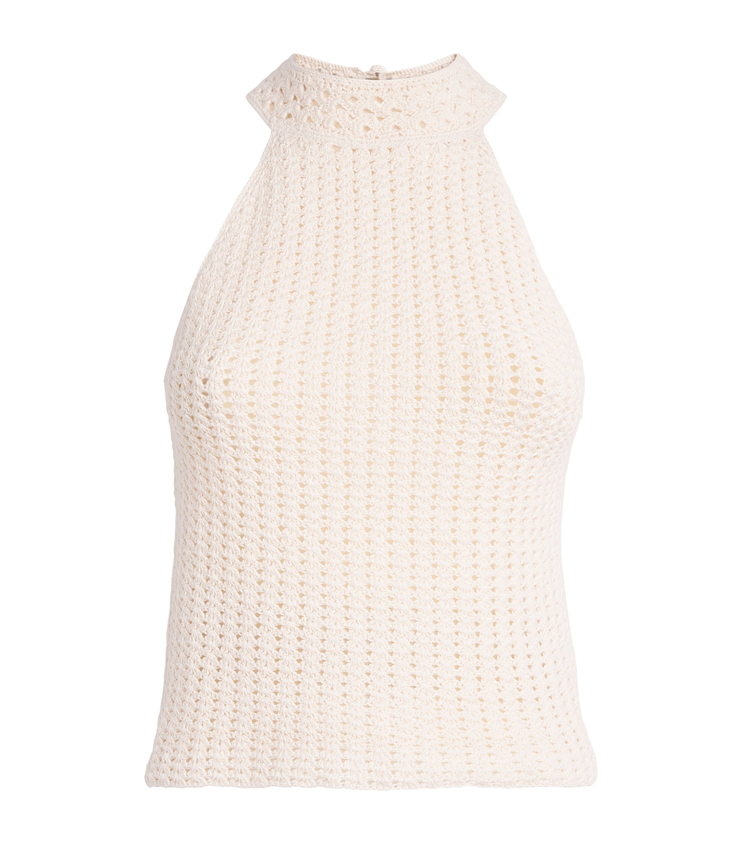 ESCVDO Womens Crochet Reflejo Halter Top Ivory Image 1