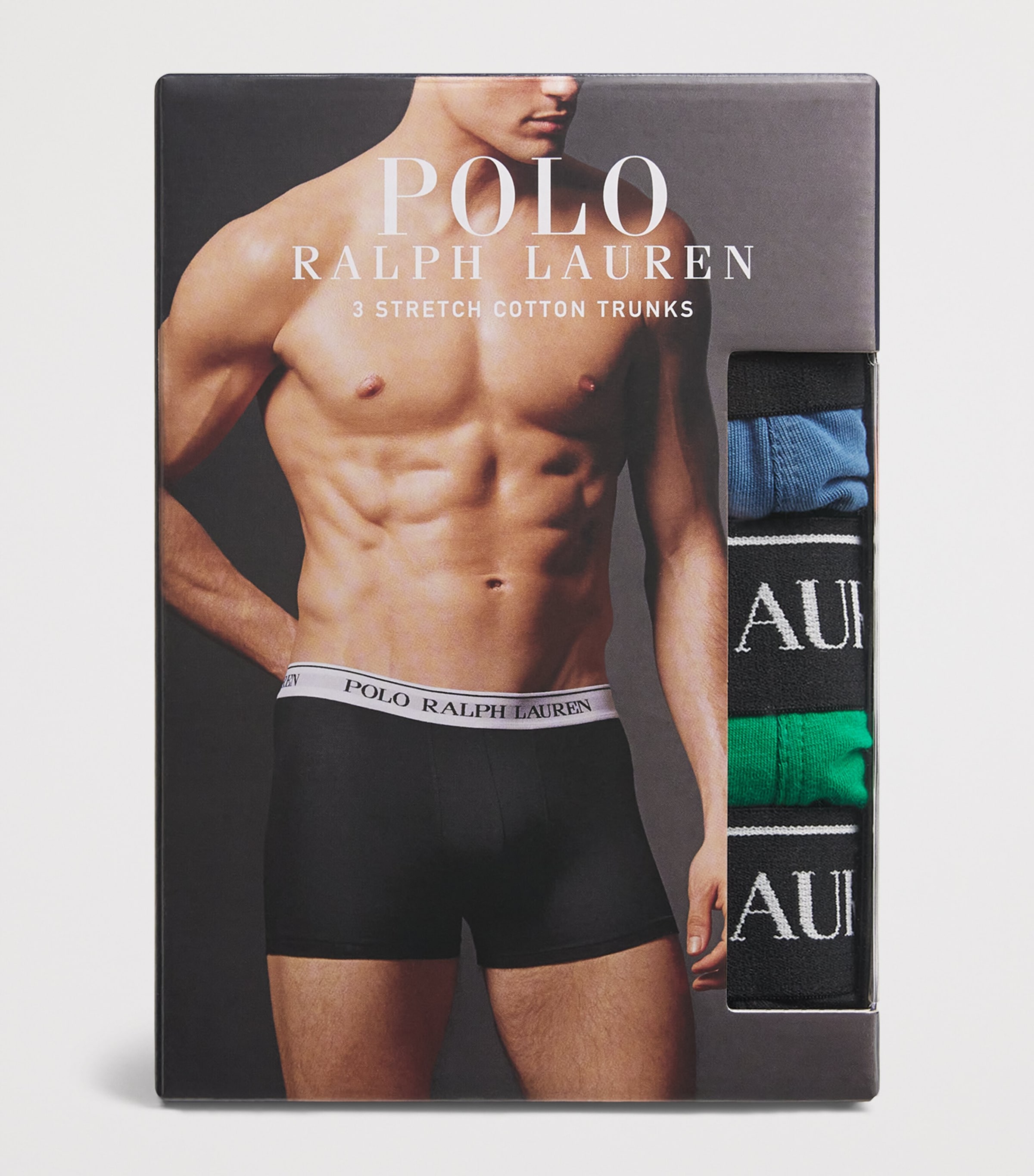 Stretch-Cotton Classic Trunks (Pack of 3) BLUE/ GREEN/BLACK Image 4