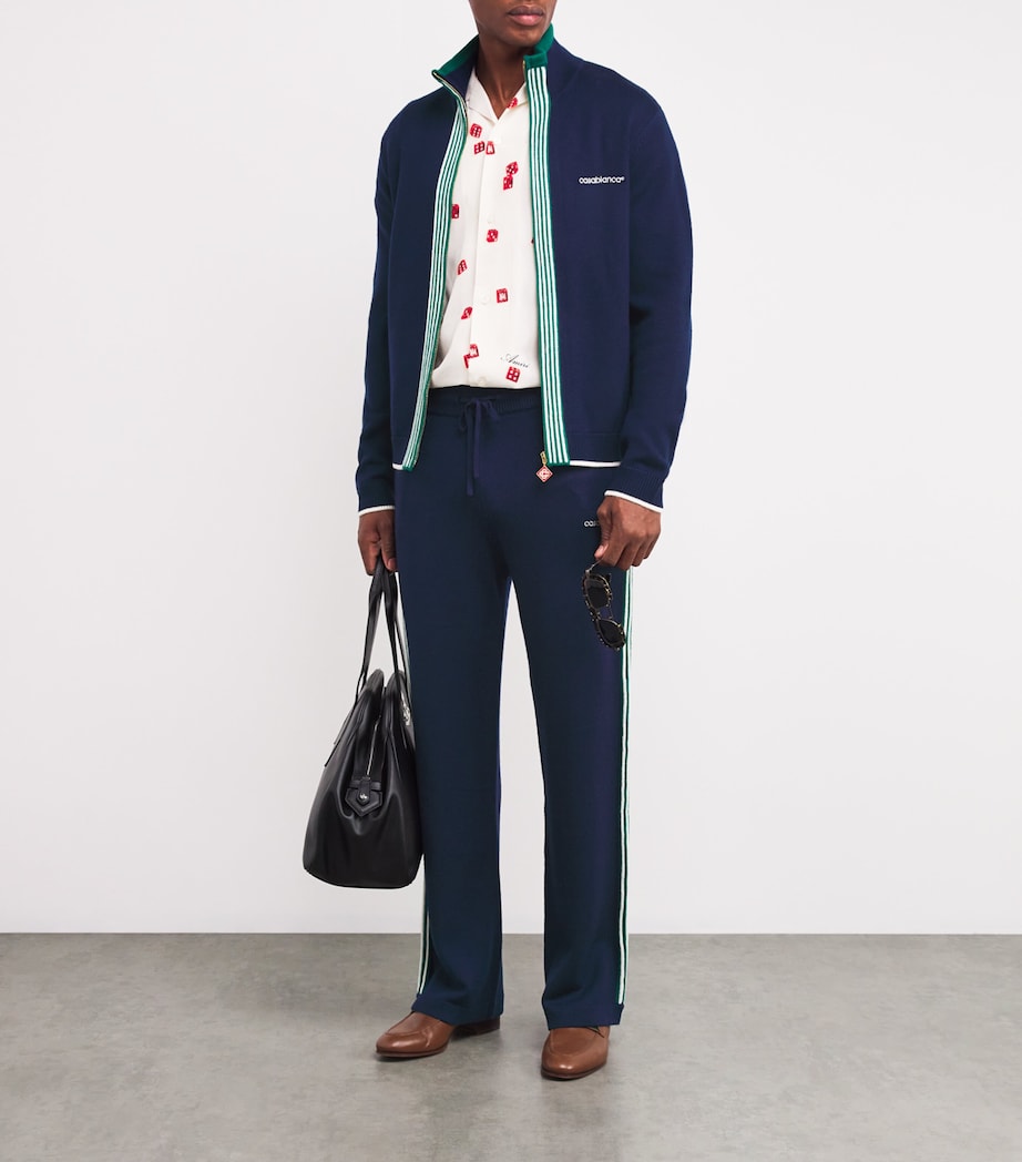 Casablanca Mens Merino Wool Tennis Trousers Navy Image 2