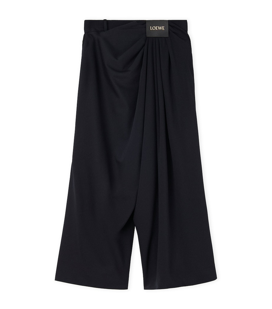 Wool Draped Cropped Trousers DARK NAVY BLUE Image 1
