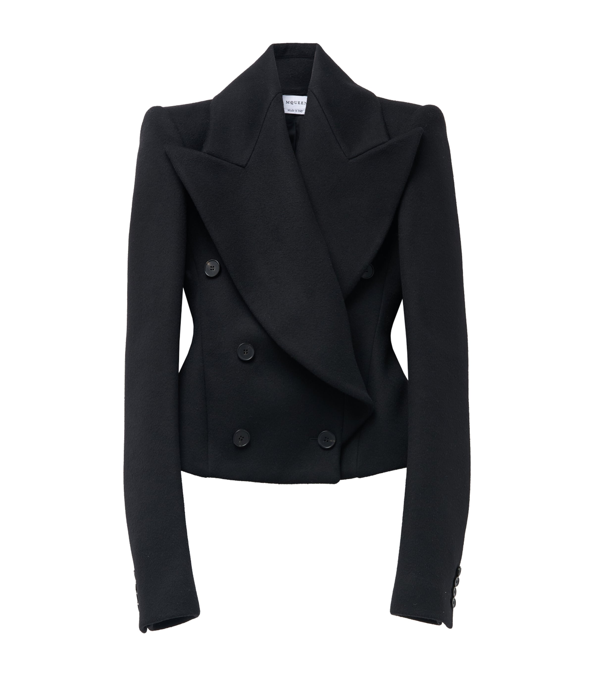 Alexander Mcqueen Wool-cashmere Oversized Lapel Peacoat In Black