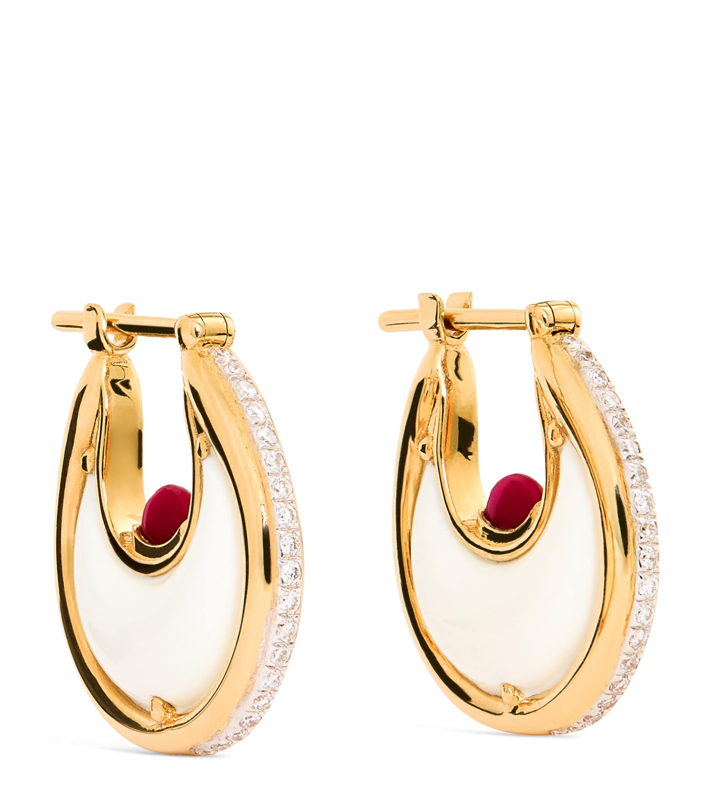L'atelier Nawbar Yellow Gold, Ruby And Diamond Lot N*91 Diana Earrings In Gold