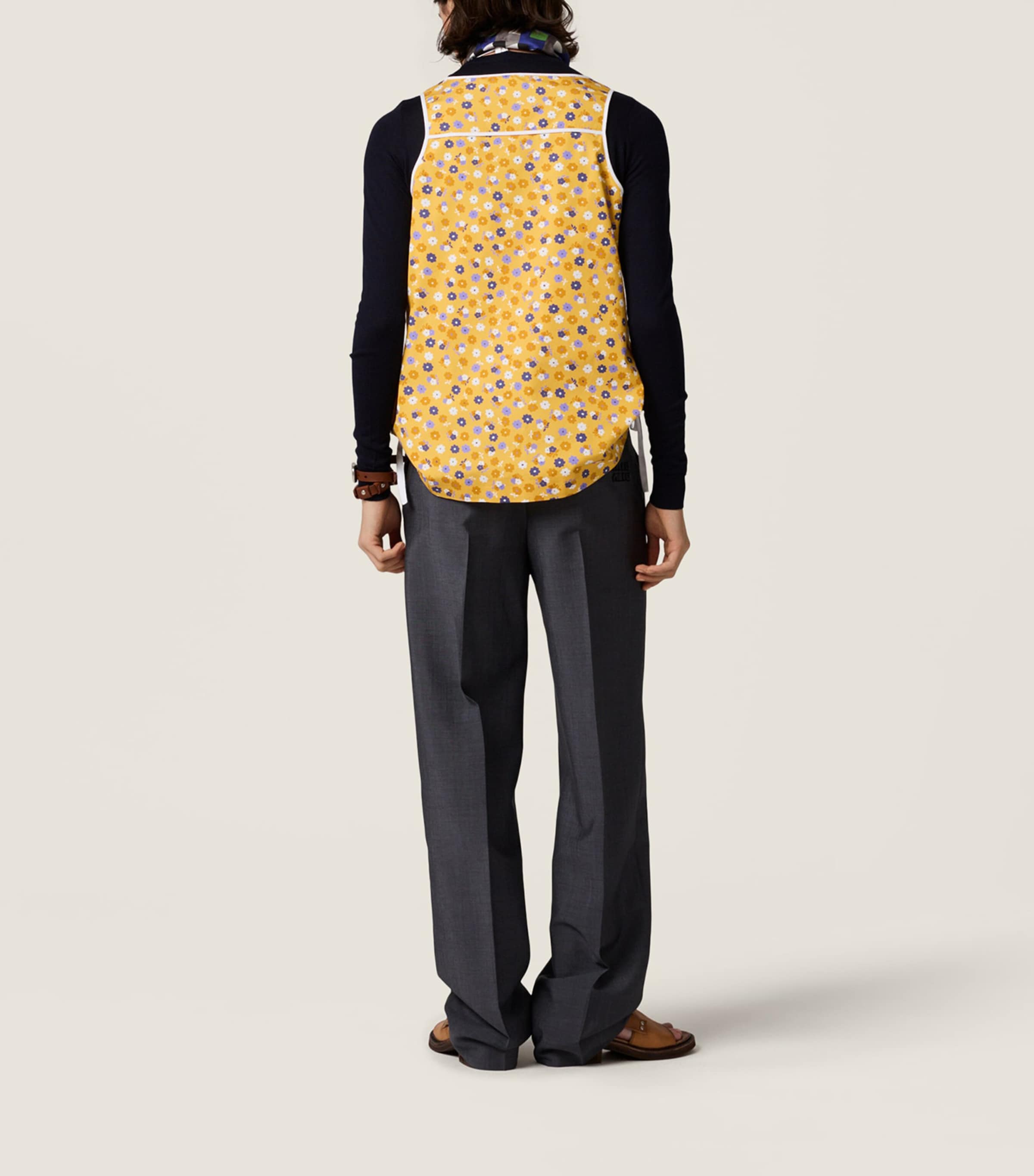 Miu Miu Womens Poplin-Wool Floral Top Image 3
