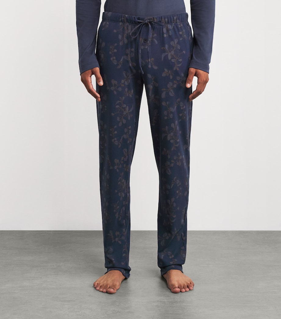 Cotton Nigh & Day Floral Sweatpants 3033 NAVY LINK LEAVS Image 3