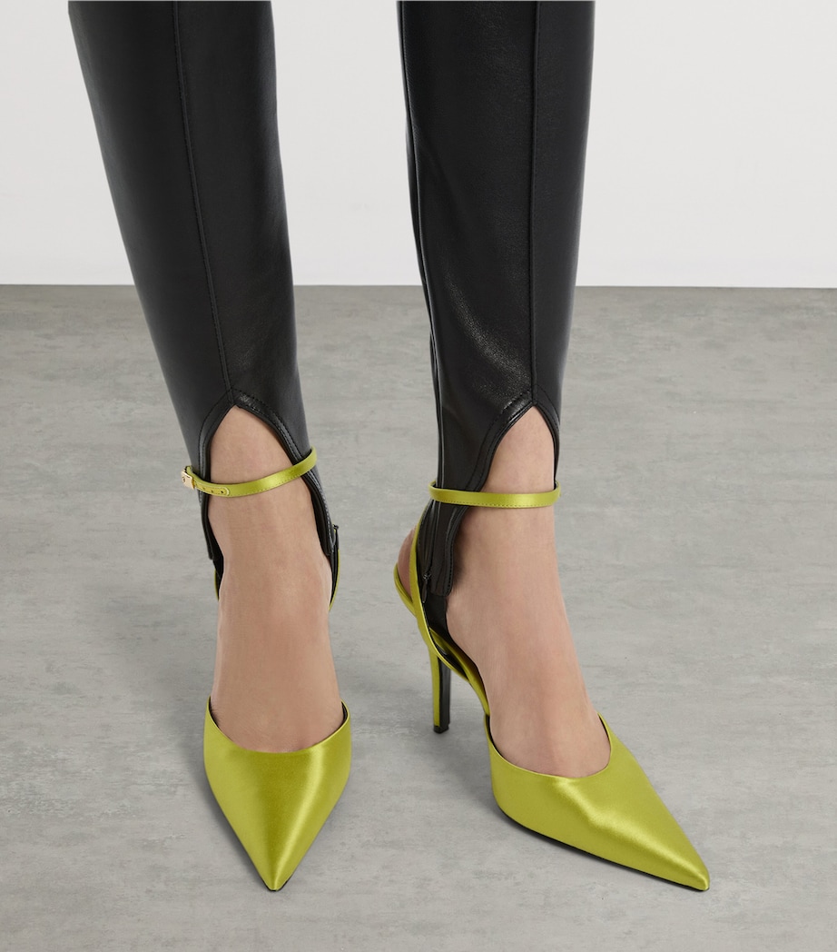 Balmain Silk Strappy Pumps 95 Chartreuse Image 2
