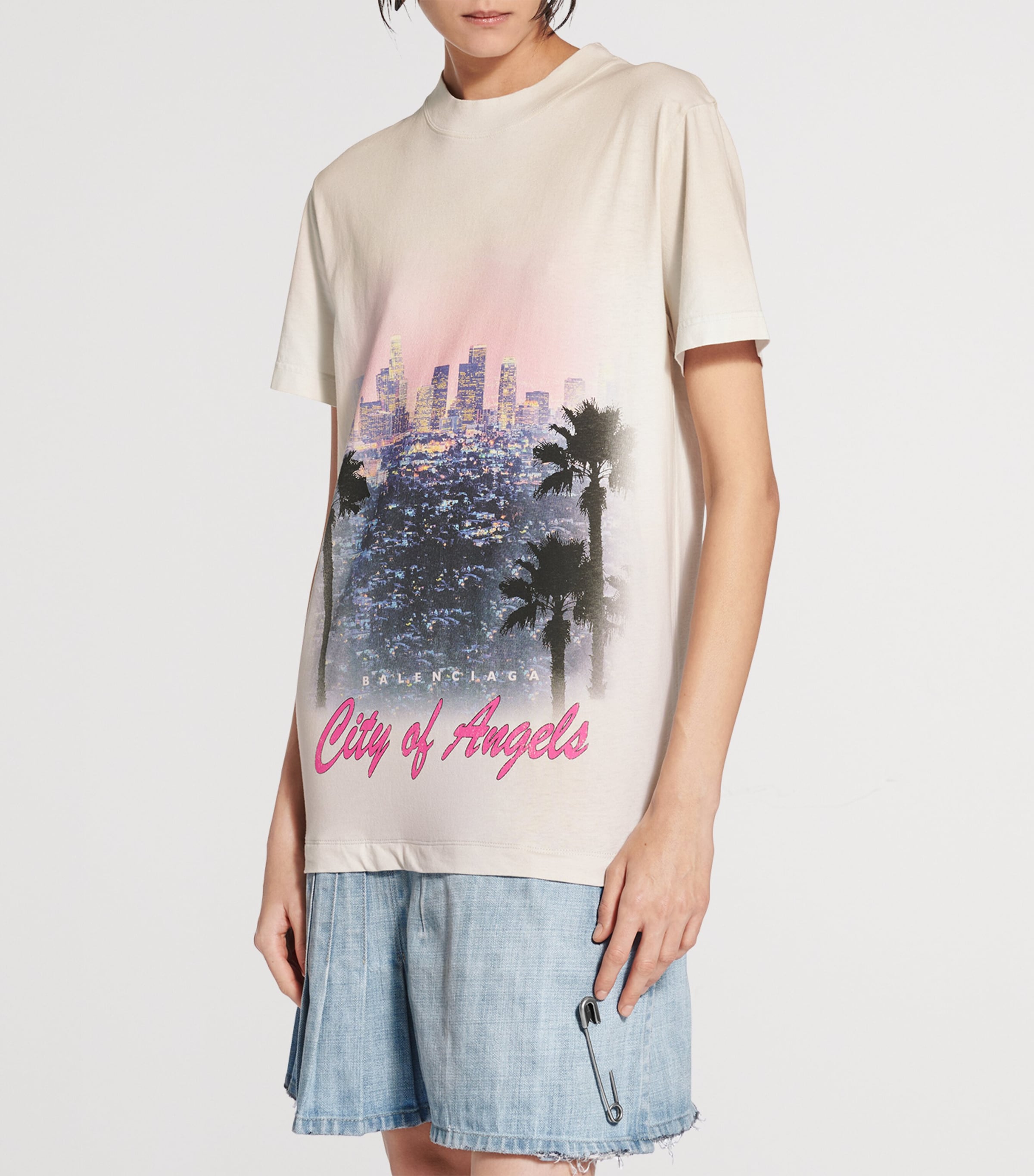 【 BALENCIAGA 】 City Of Angels Tシャツ ドレス T-shirt Dress Women's City Of Angels T-shirt Dress in Black Faded