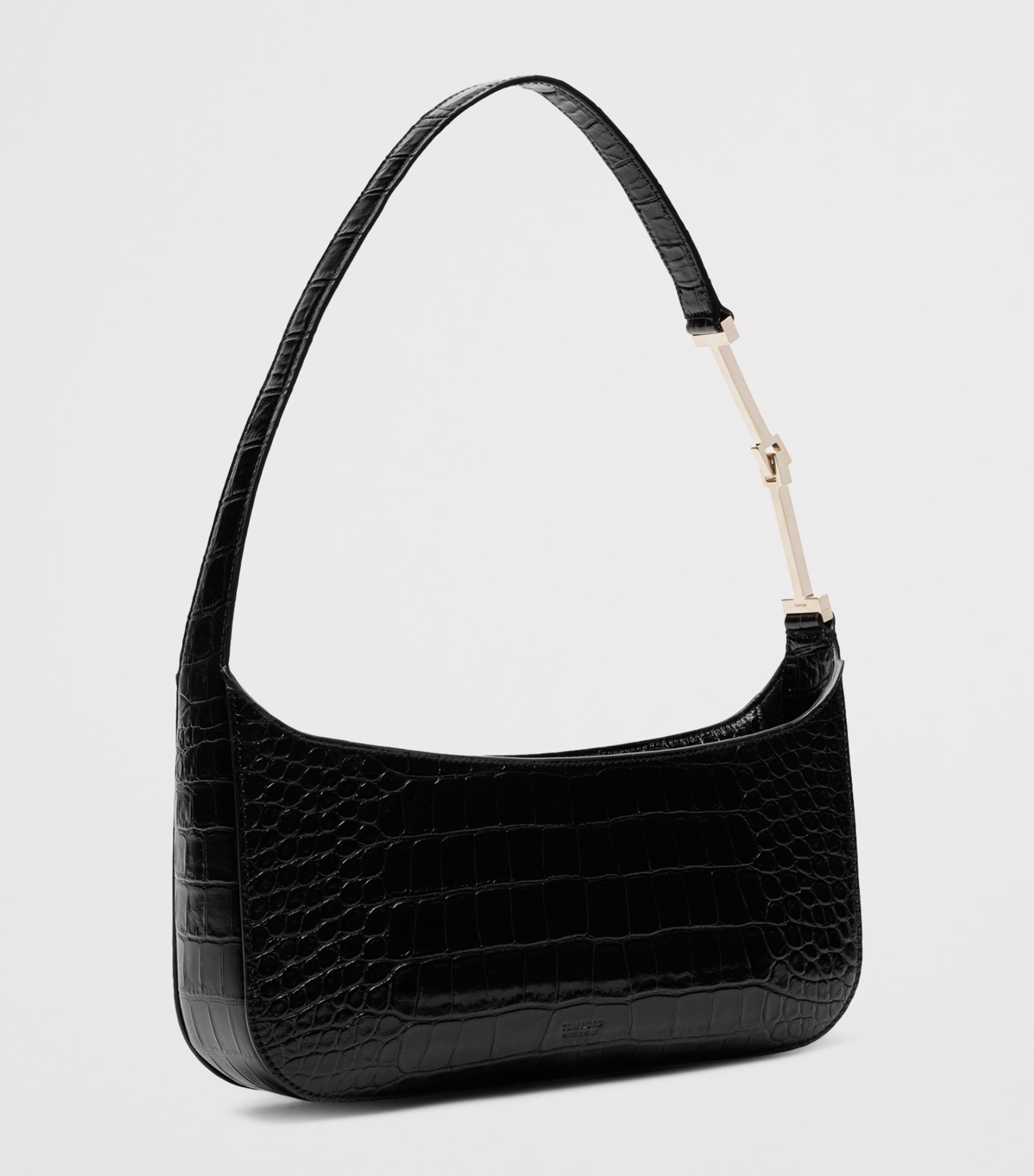 TOM FORD Small Croc-Embossed Leather Arc Shoulder Bag Naa Image 3