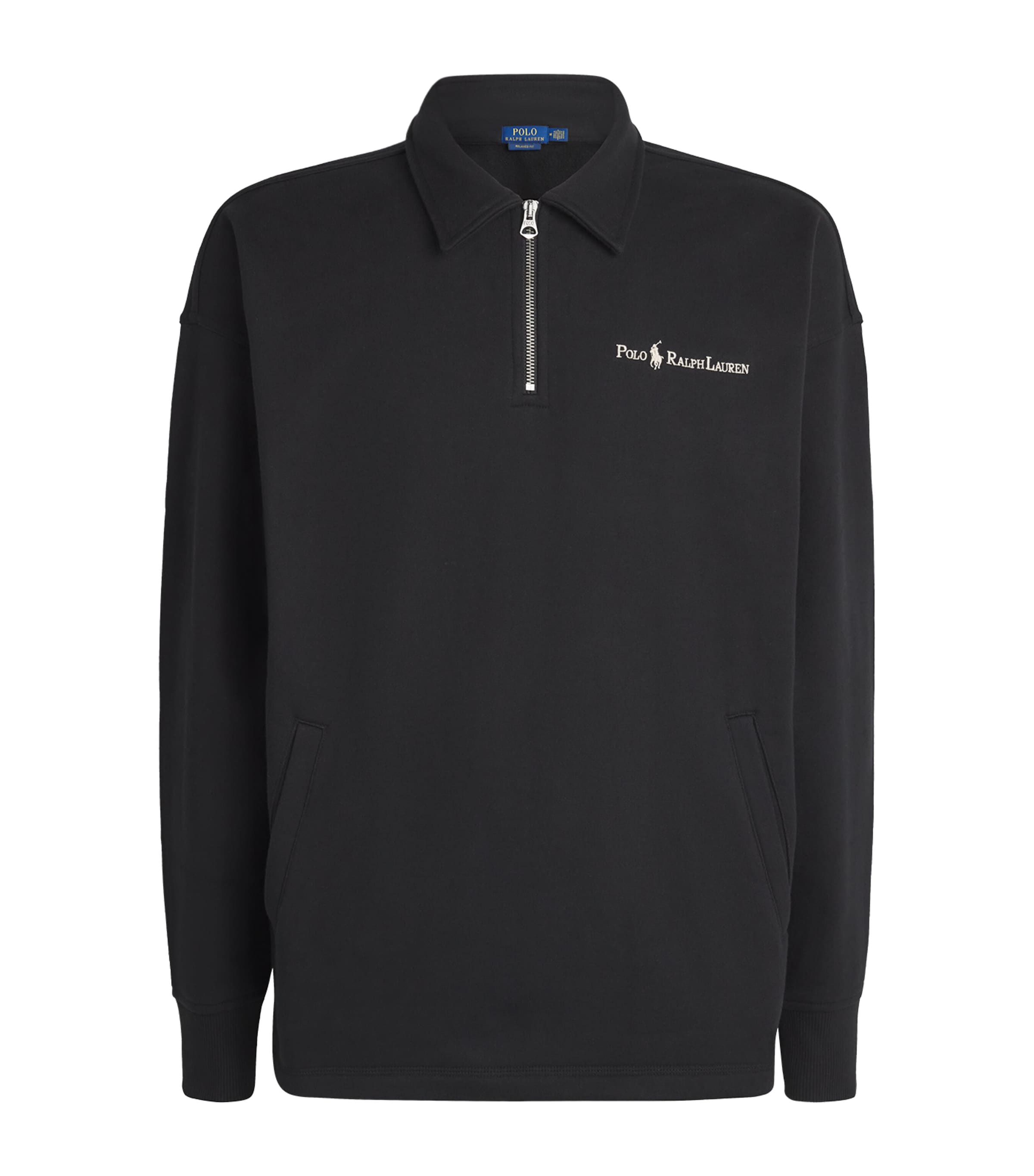 Polo Ralph Lauren Black Quarter-Zip Collared Sweatshirt | Harrods US