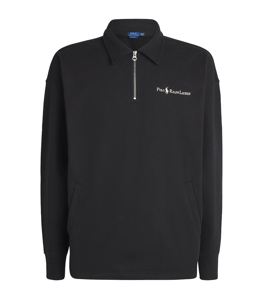 Quarter-Zip Collared Sweatshirt BLACK Image 1