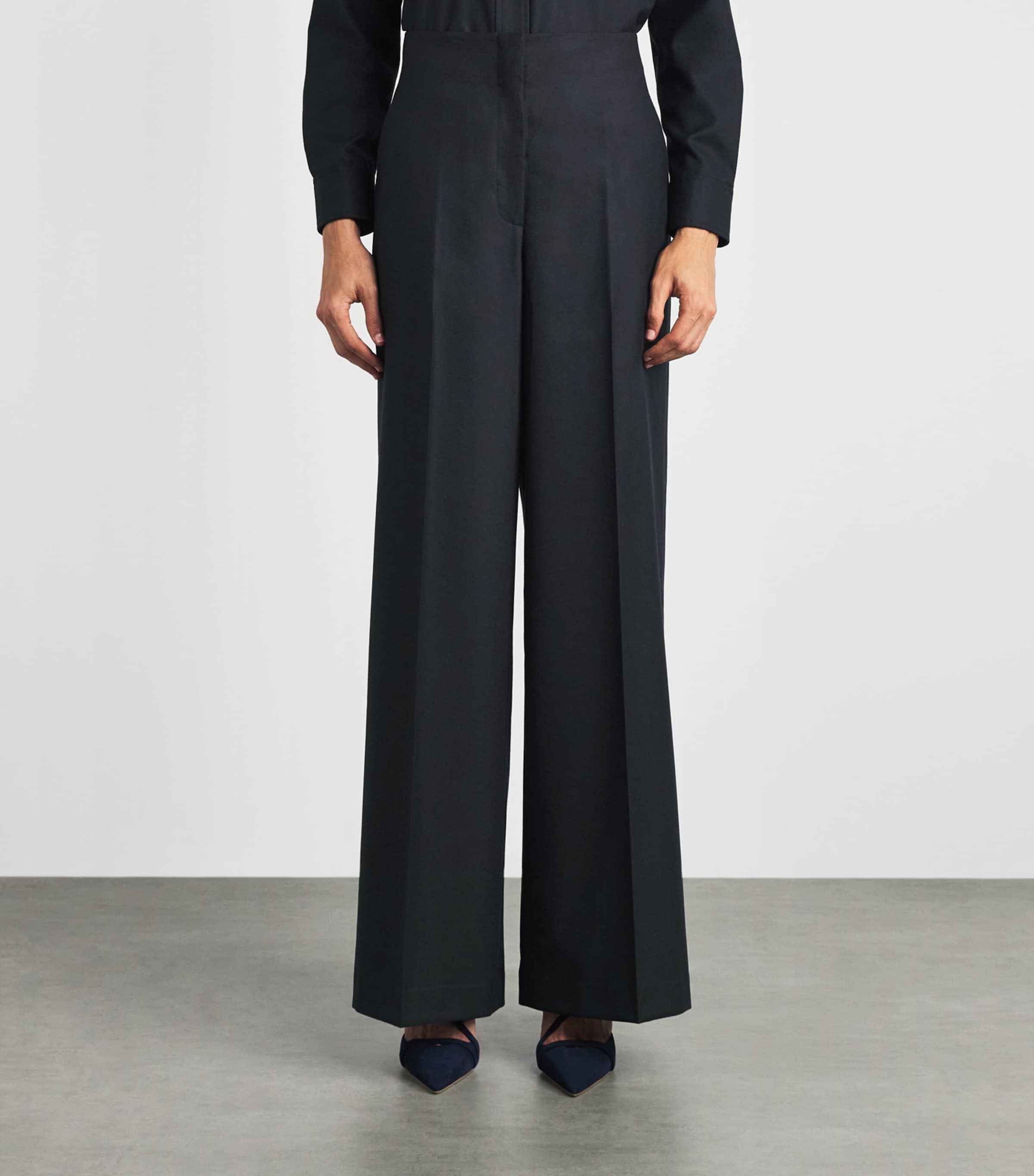 Lafayette 148 Womens Linen Thames Wide-Leg Trousers Ink Image 4
