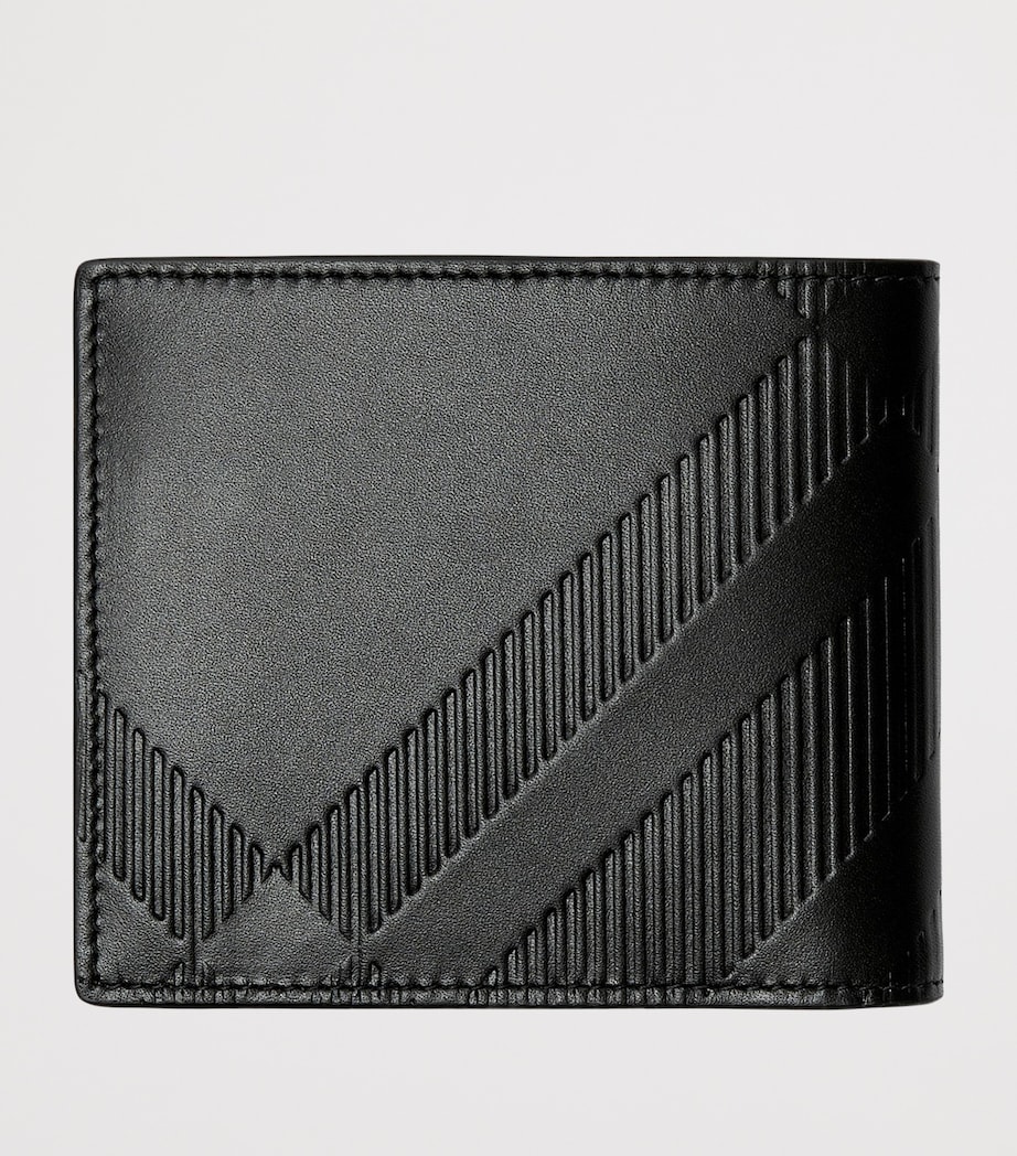 Leather Embossed Check Bifold Coin Wallet BLACK Image 2