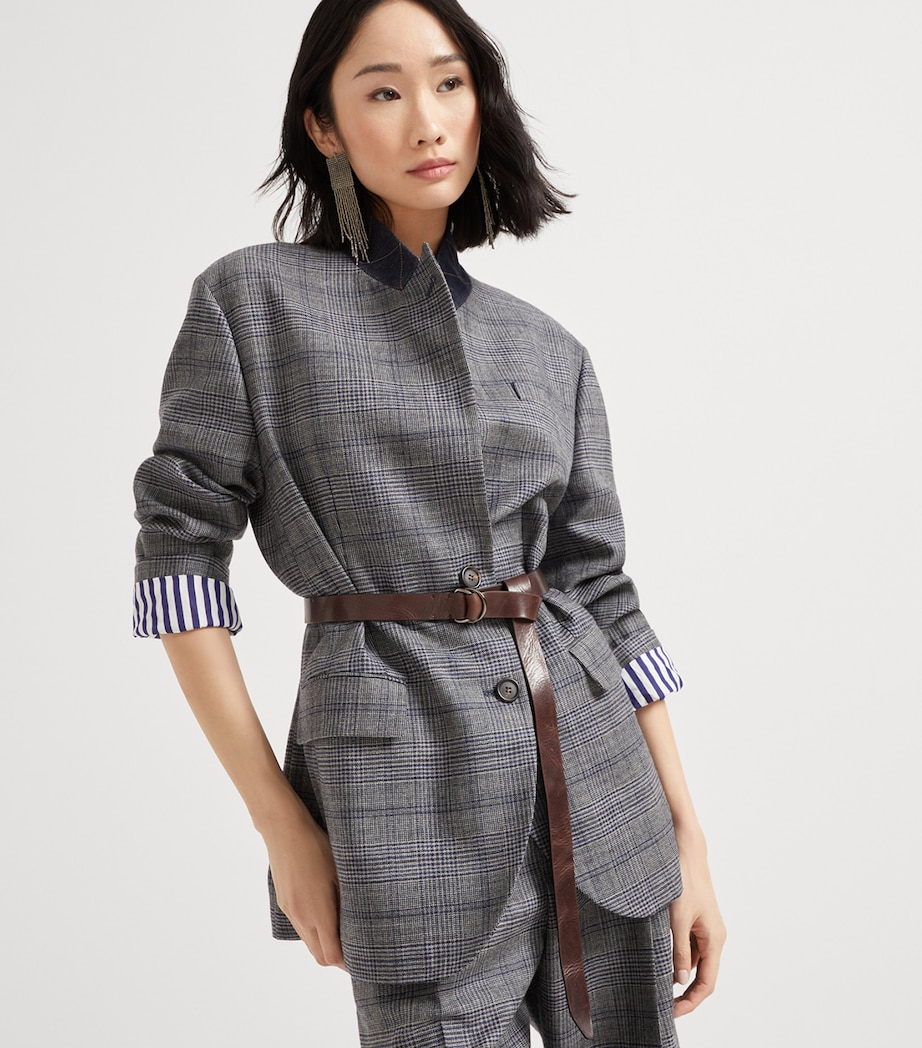 Virgin Wool Prince of Wales Check Belted Blazer C4227 Image 5