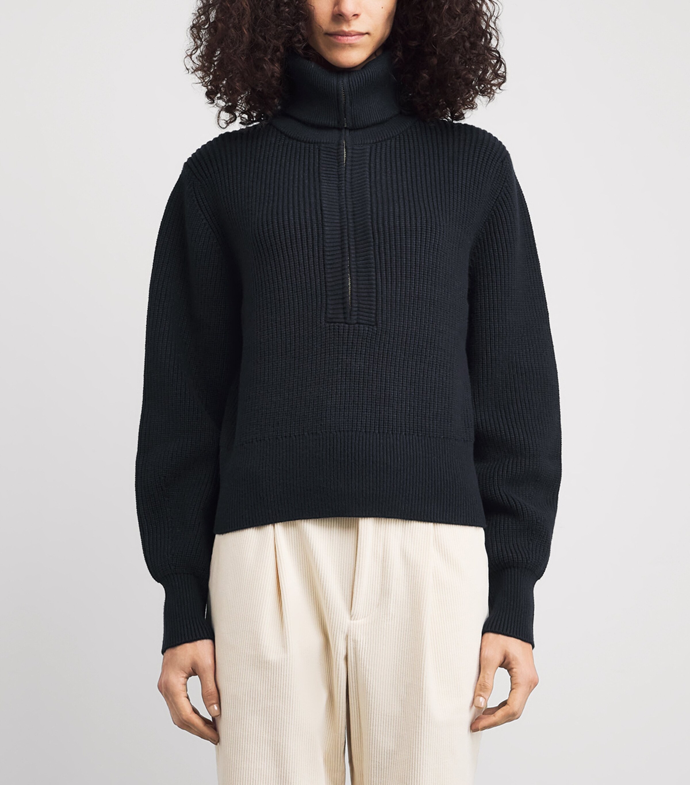 Varley Womens Ribbed Half-Zip Maura Sweater Navy Image 3