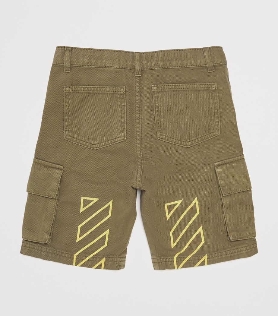 Off-White Kids Cotton Diagonal Cargo Shorts (4-12+ Years) Martini Olive Image 2