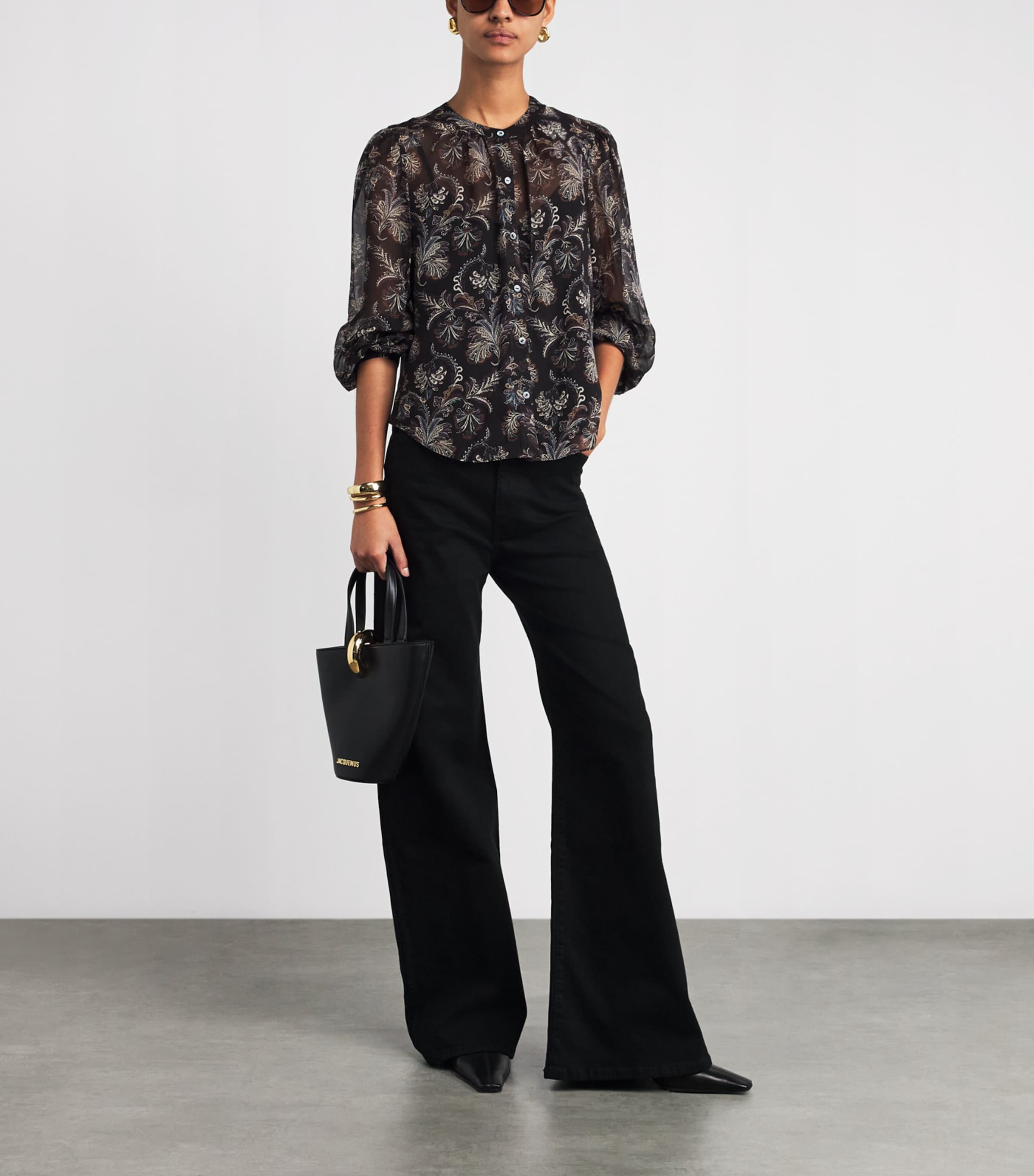 Veronica Beard Womens Silk Ashlynn Blouse Black Multi Image 2