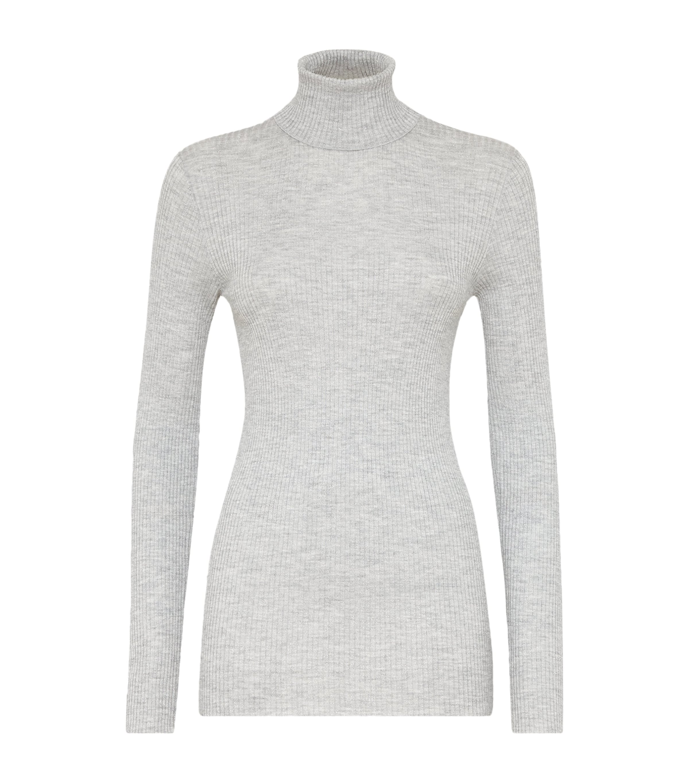 Brunello Cucinelli Cashmere-silk-blend Rollneck Sweater In Gray