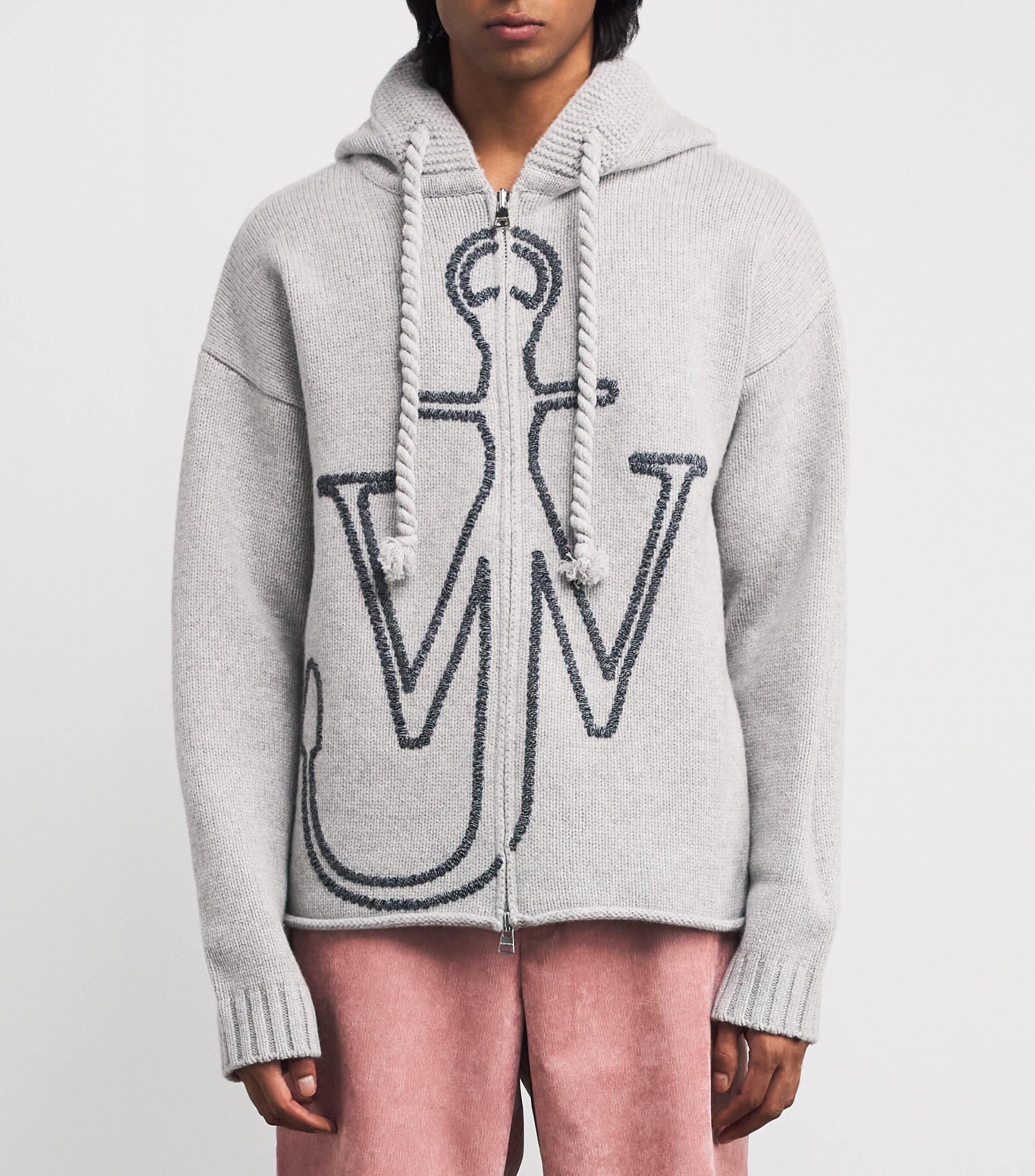 JW Anderson Grey Wool Anchor Hoodie | Harrods UK