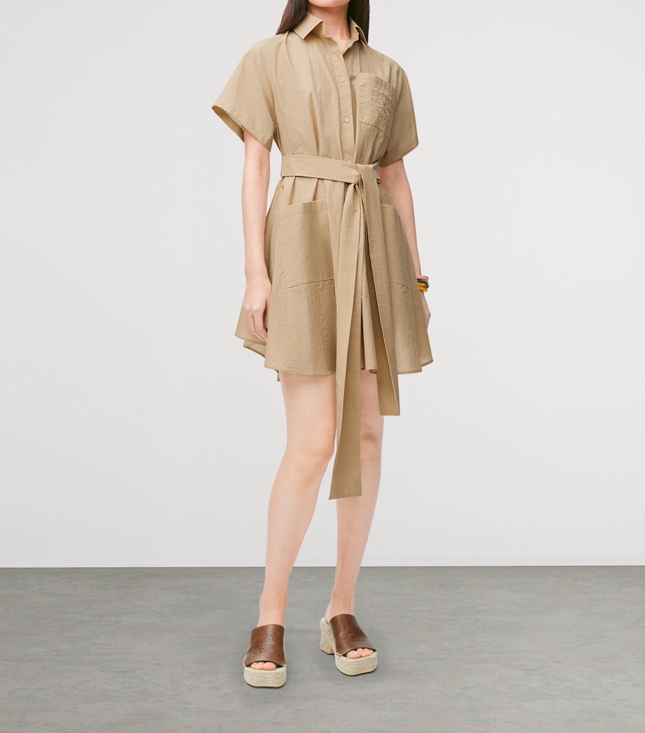 Cotton-Blend Mini Shirt Dress LIGHT BEIGE Image 3