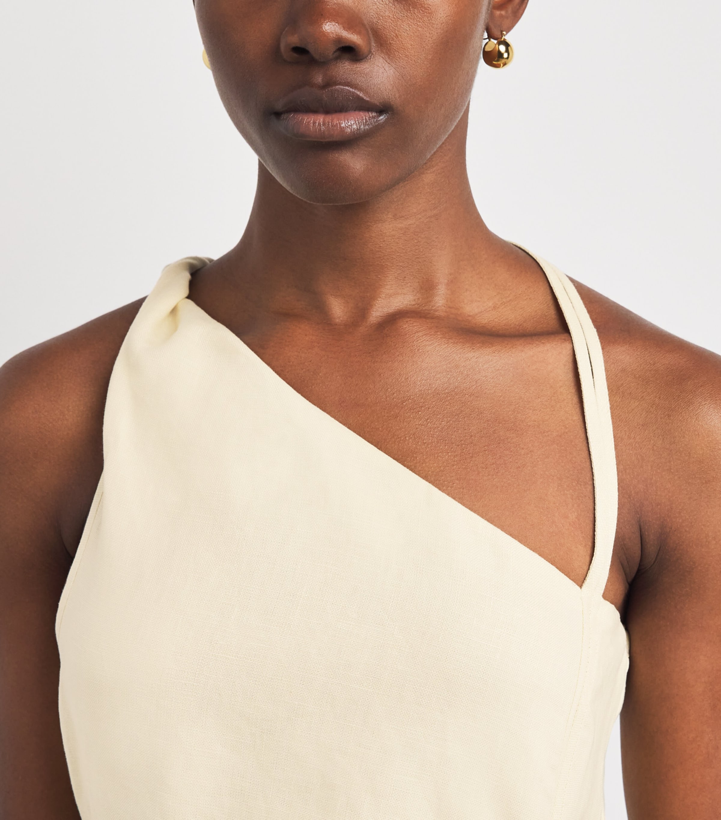 SIR. Womens Linen Asymmetric Aria Mini Dress Butter Image 3