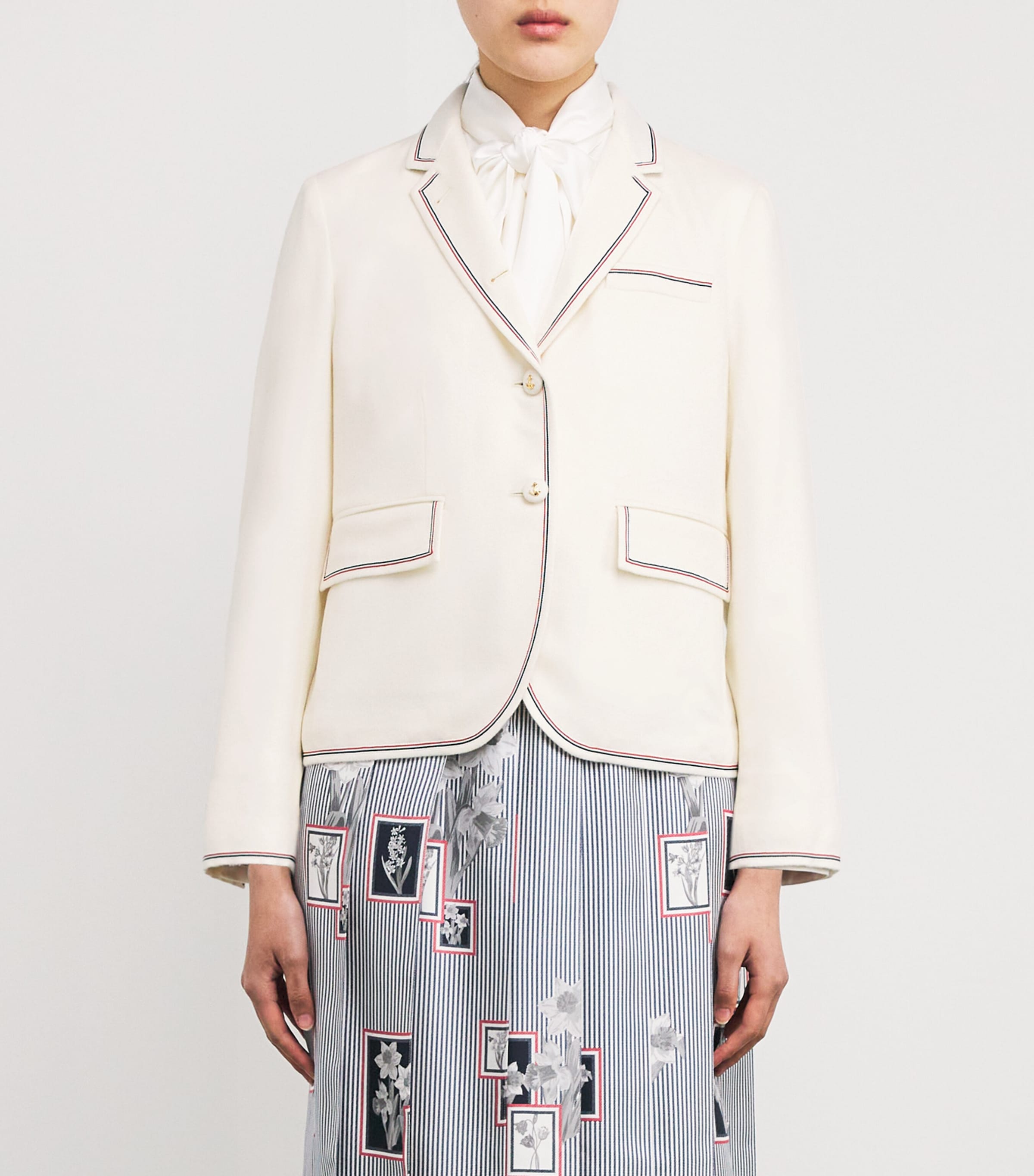 Cashmere Tricolour-Stripe Blazer WHITE Image 3