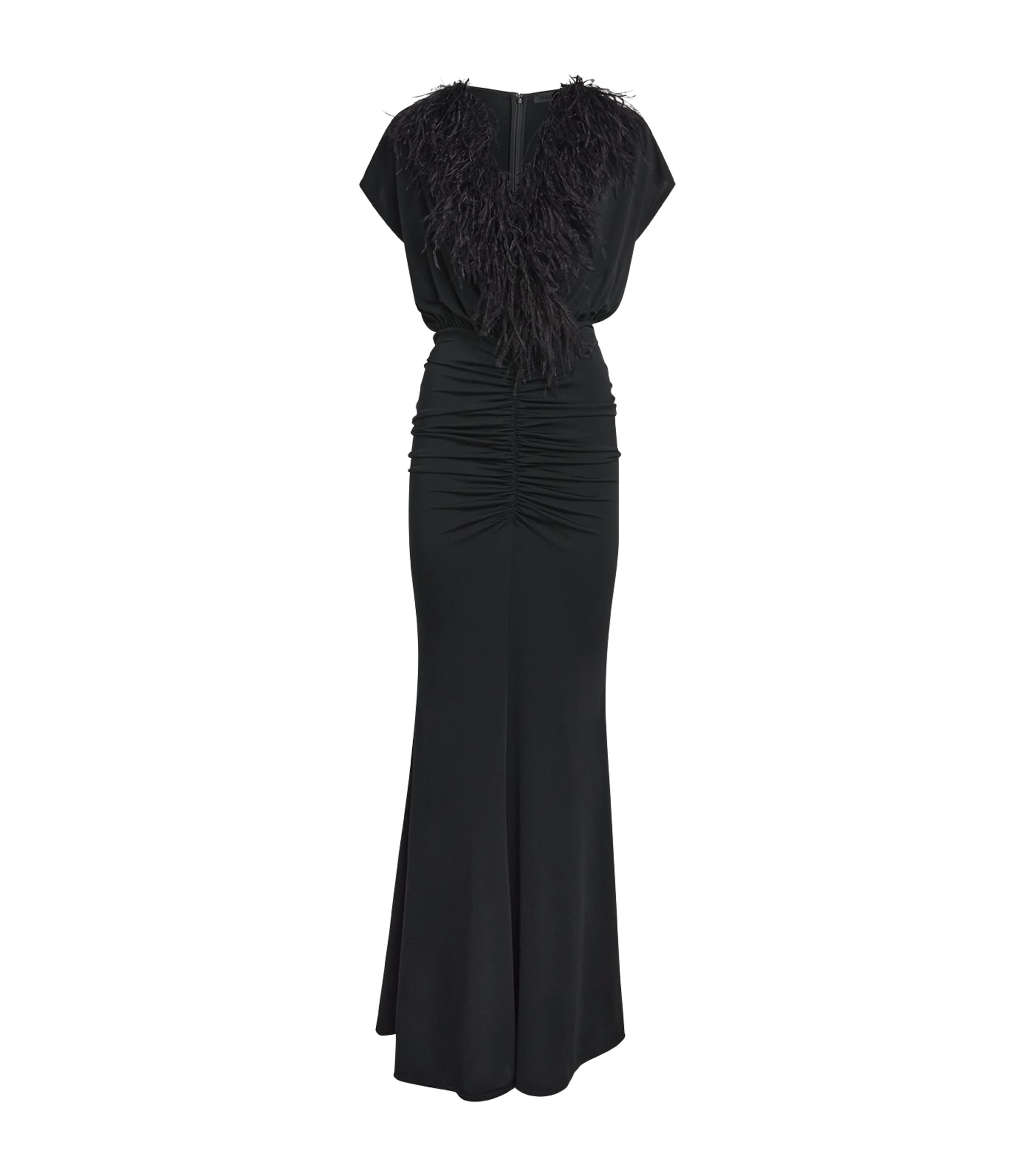 LAPOINTE Womens Feather-Jersey Gathered Gown Black Image 1