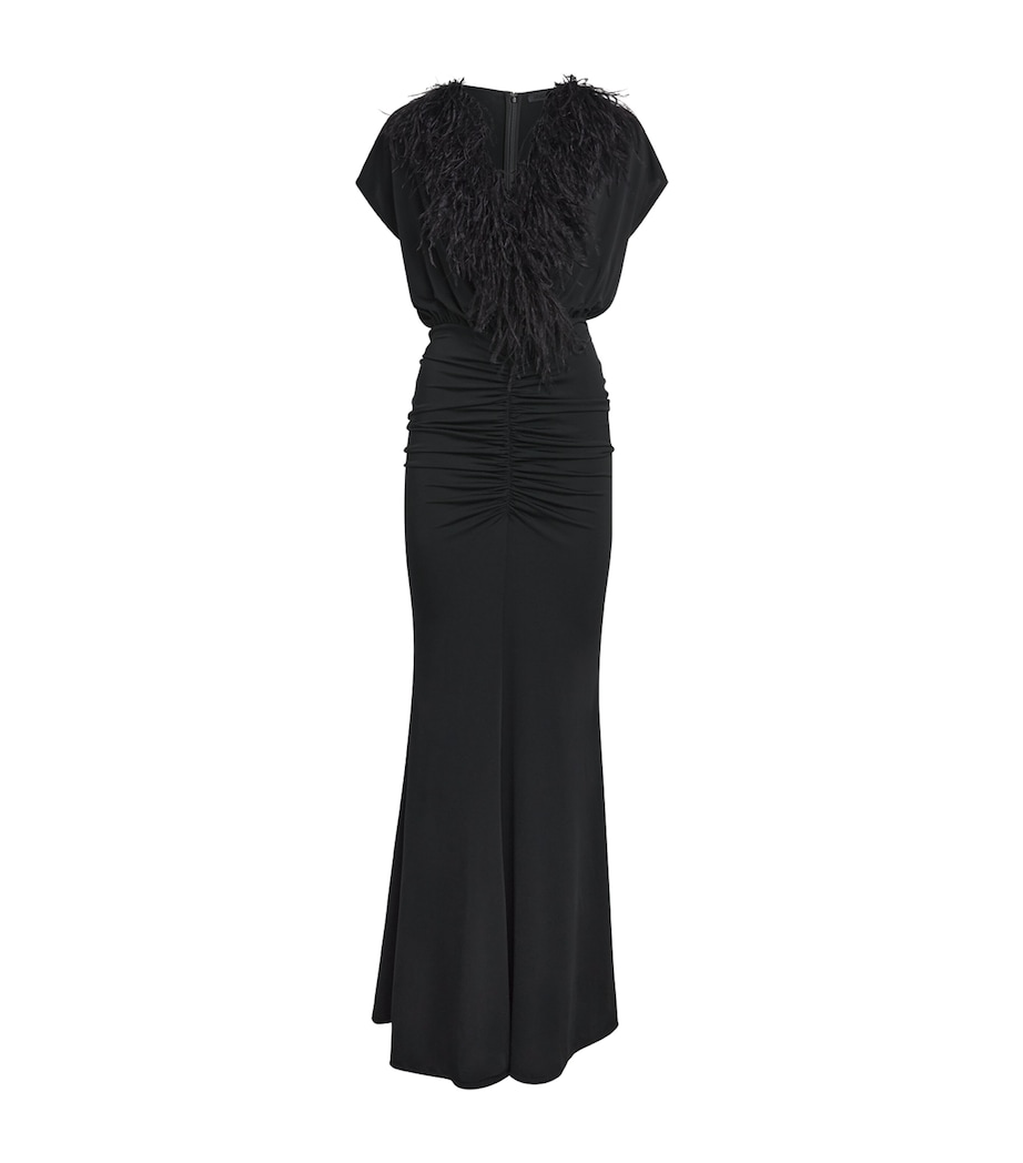 LAPOINTE Womens Feather-Jersey Gathered Gown Black Image 1