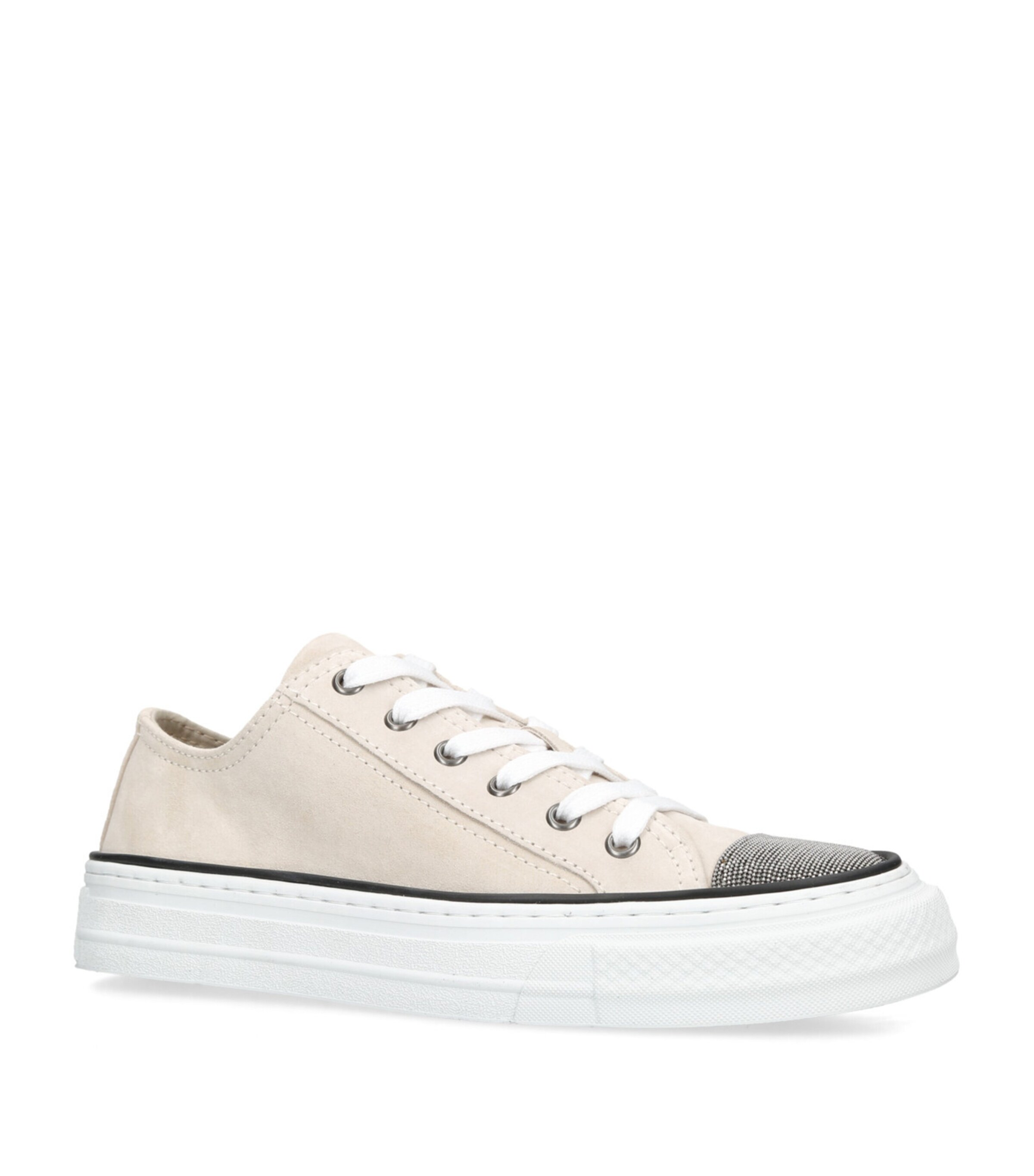 Brunello Cucinelli Leather Monili Low-Top Sneakers Bone Image 3