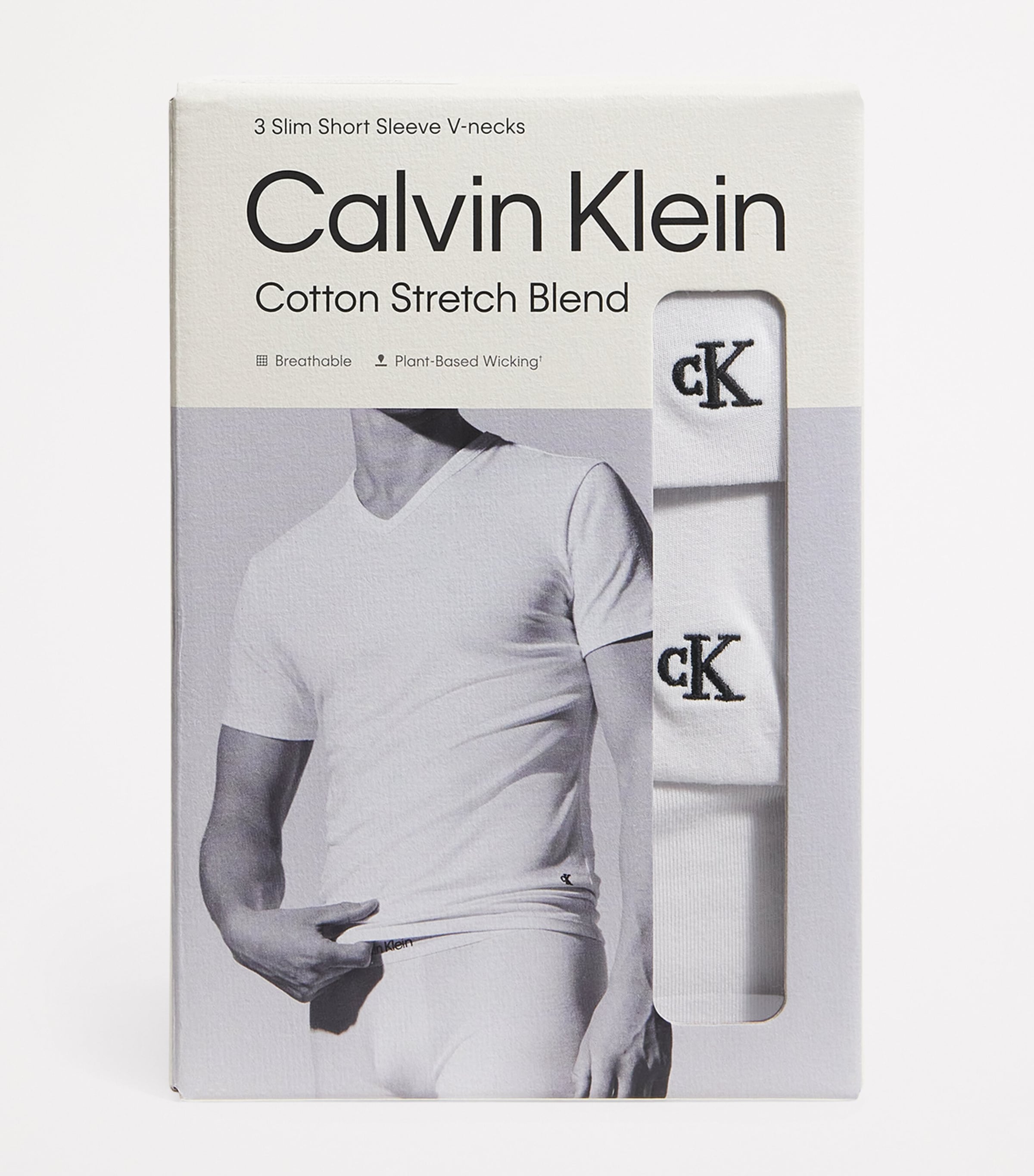 Stretch-Cotton V-Neck T-Shirts (Pack of 3) 100-WHITE Image 4