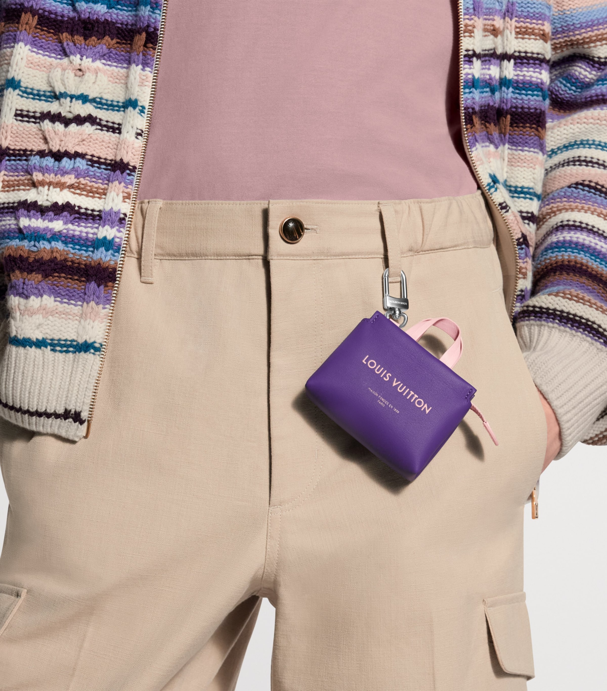 LOUIS VUITTON Mini Leather Shopper Bag Charm Purple Image 2