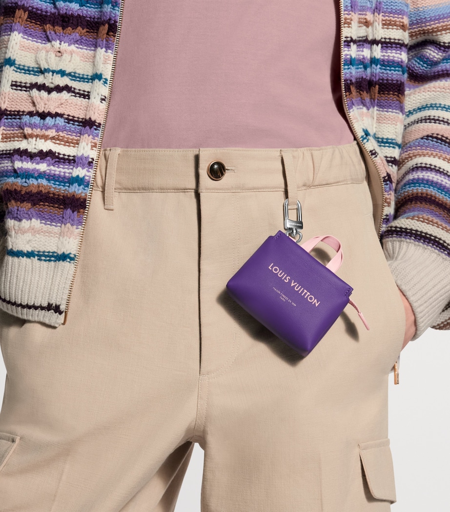 LOUIS VUITTON Mini Leather Shopper Bag Charm Purple Image 2
