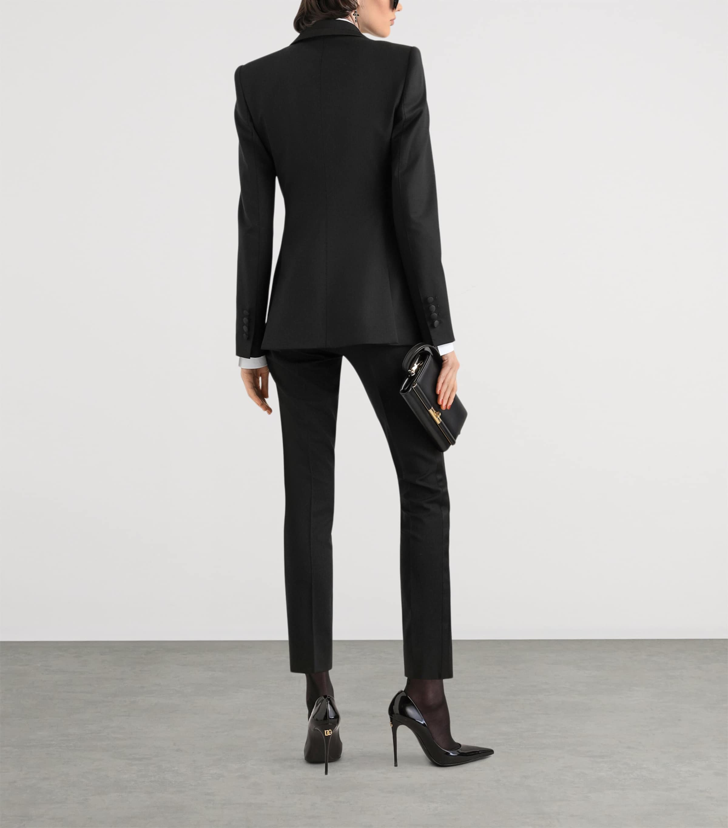 Dolce&Gabbana Womens Satin-Trim Trousers Black Image 3