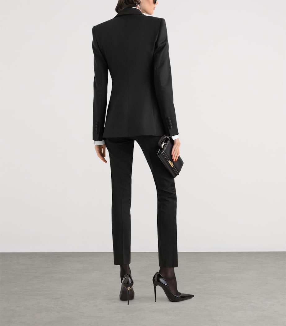 Dolce&Gabbana Womens Satin-Trim Trousers Black Image 3