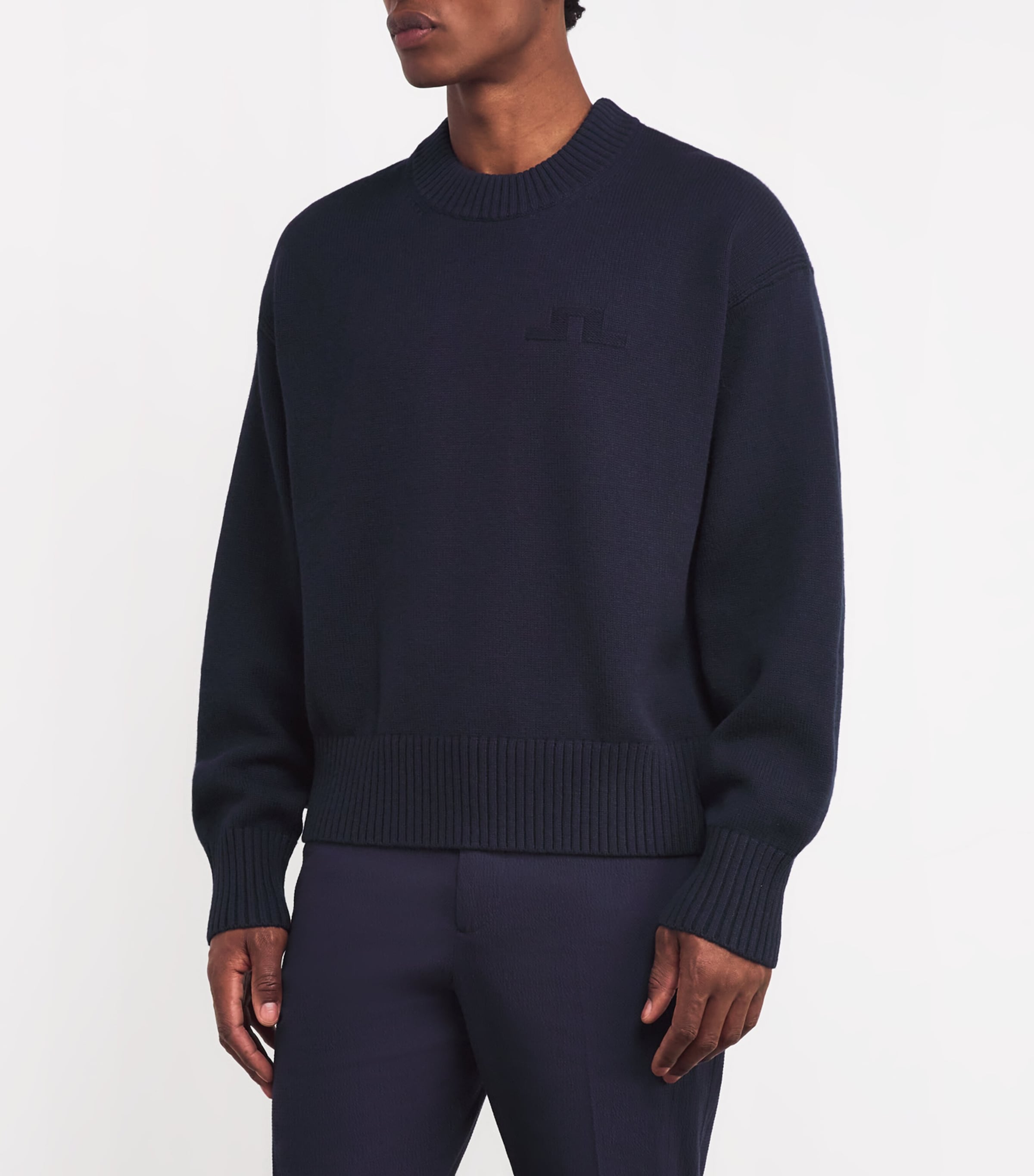 J Lindeberg Mens Wool-BCI Cotton Eddy Sweater Jl Navy Image 3