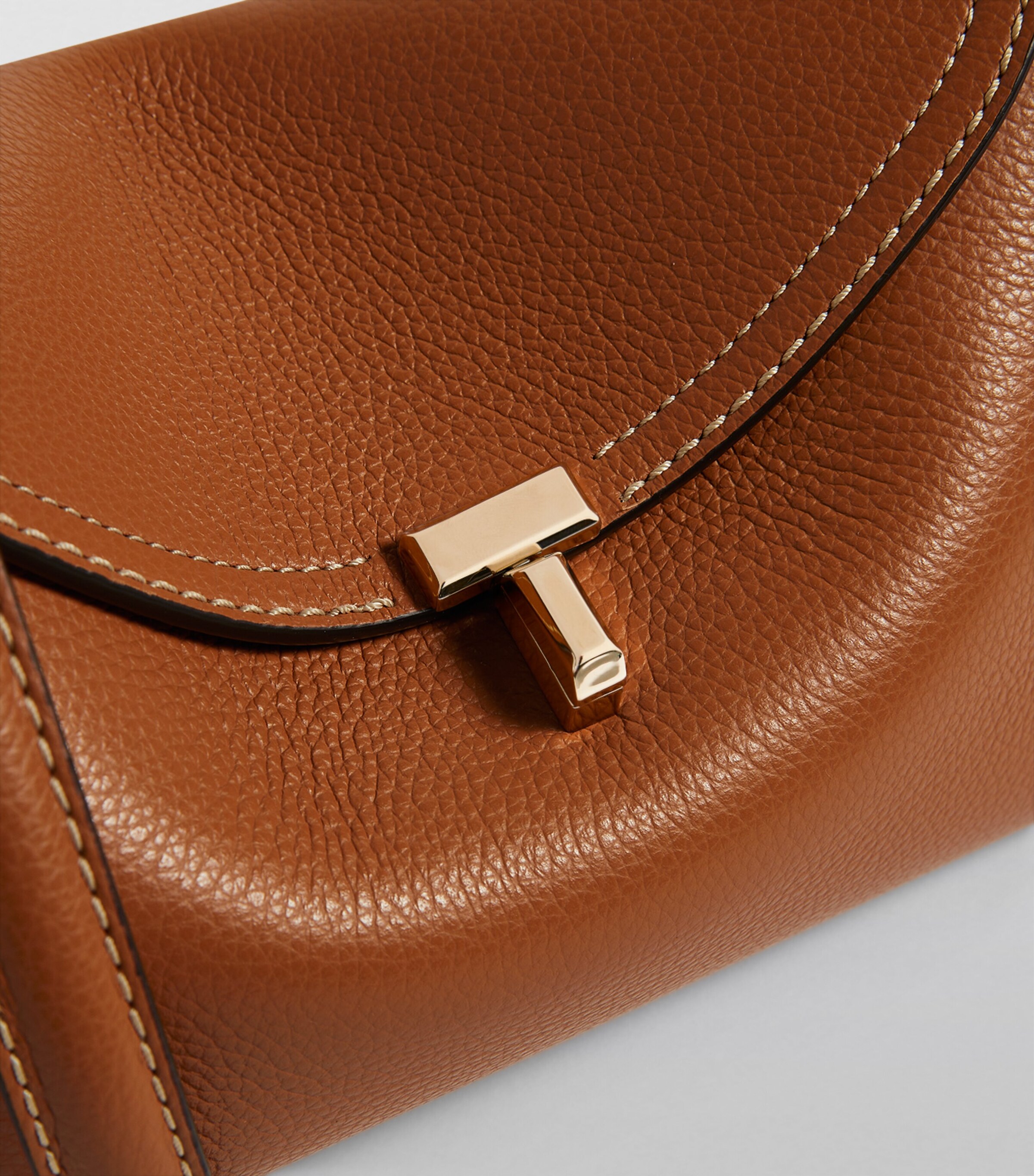 Toteme Leather T-Lock Clutch Bag Tan Image 3