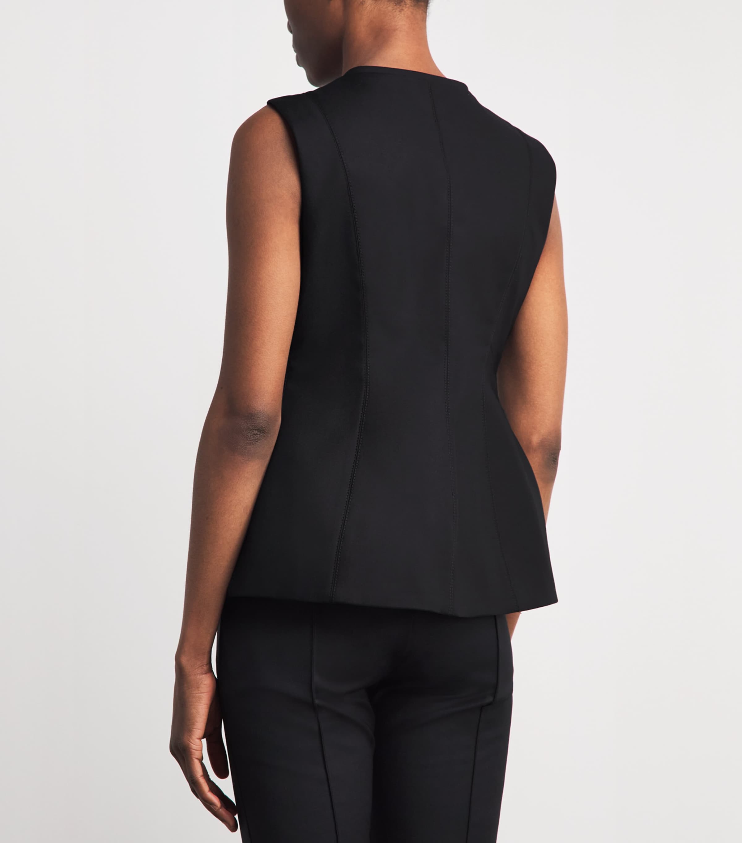 Sandro Paris Womens Cotton-Blend Peplum Waistcoat Black Image 5