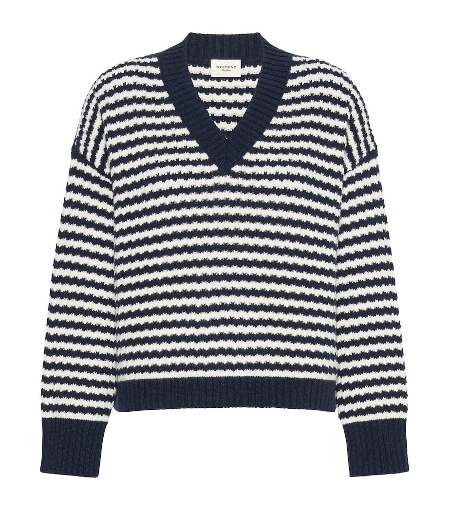 Weekend Max Mara Womens Virgin Wool Stripe Sweater Navy Image 1