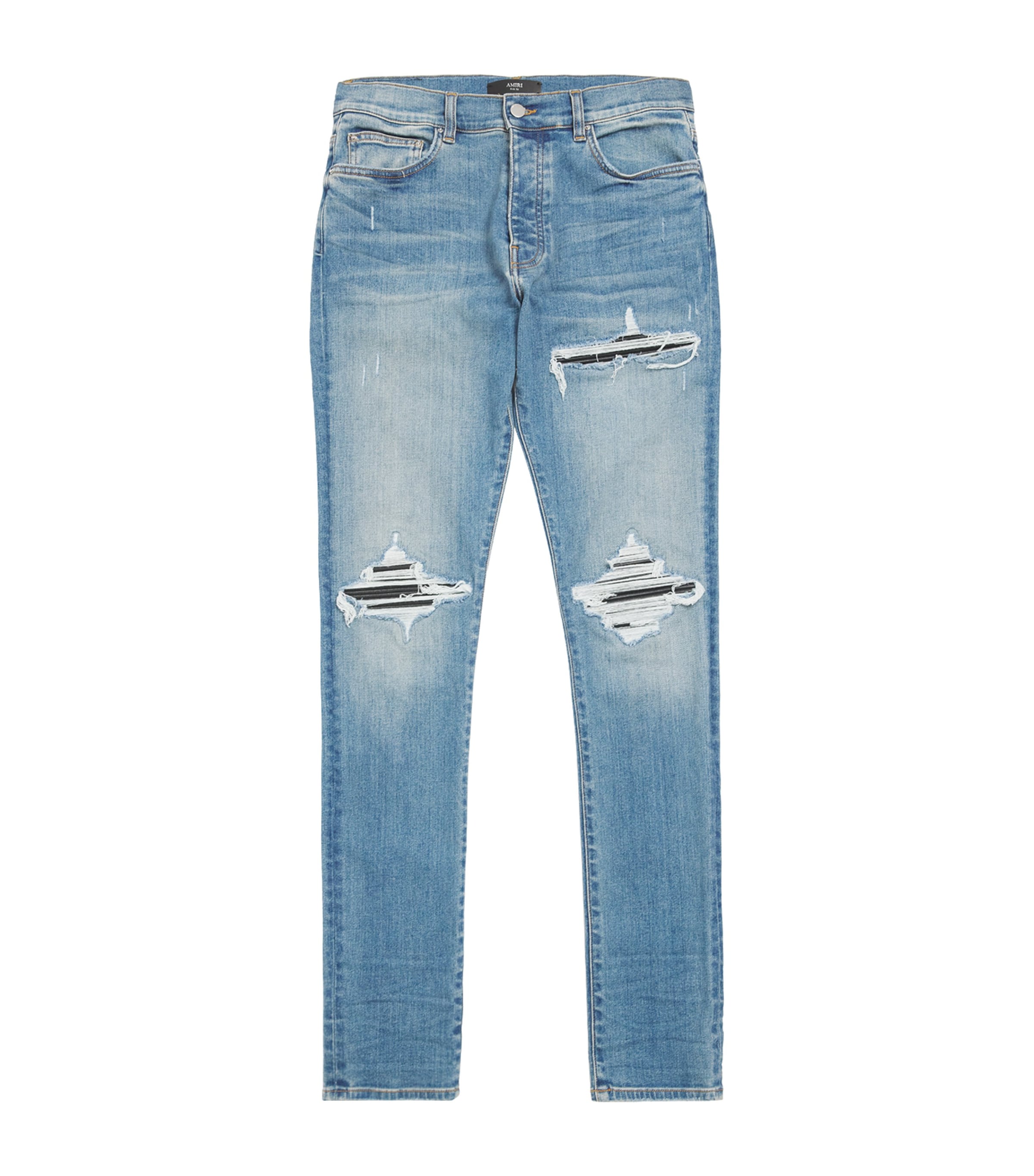 AMIRI Mens Ripped MX1 Skinny Jeans Dark Indigo Image 1