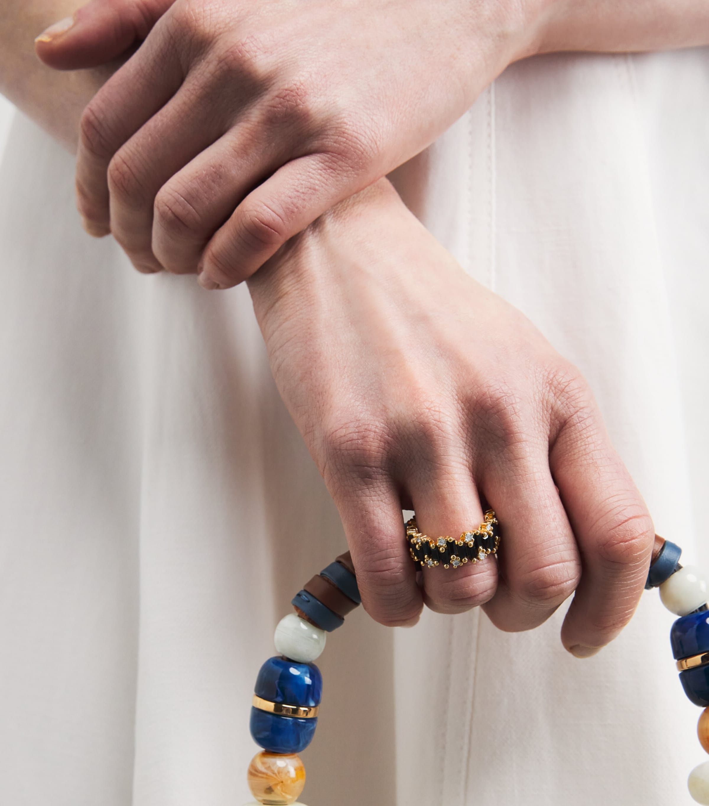 Suzanne Kalan Gold, Diamond and Black Sapphire Audrey Shimmer Eternity Ring Yg/bs Image 2