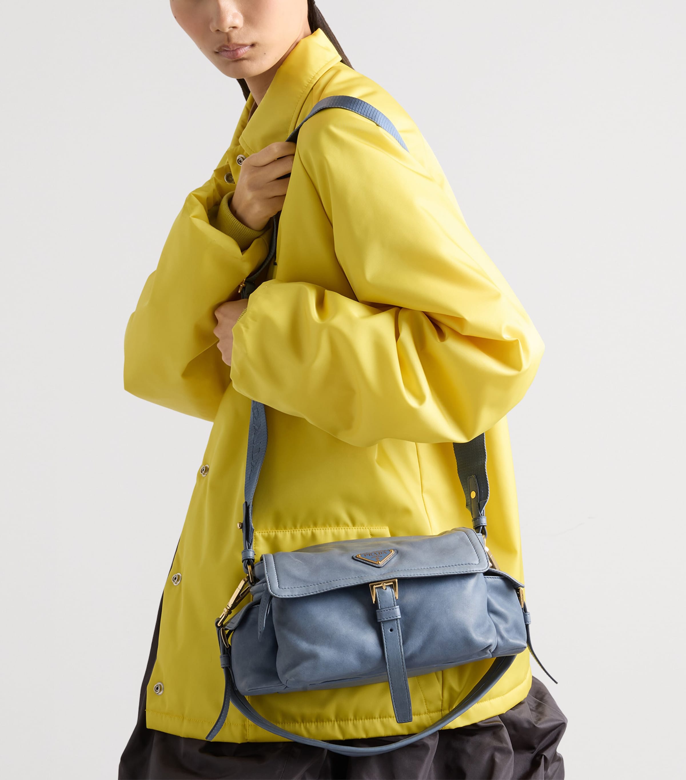 Prada Medium Lambskin Explore Shoulder Bag Blue Image 4