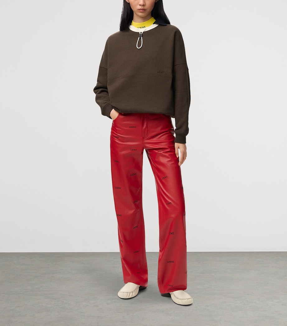 LOEWE Womens Cotton-Blend Drawstring Sweatshirt Brown Image 2