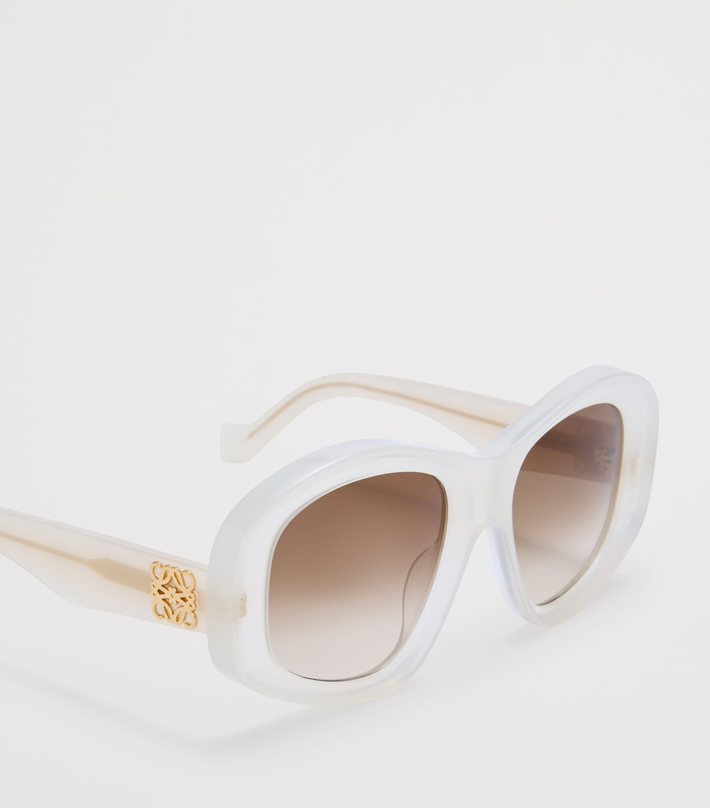 Acetate Pentagon Bevelled Sunglasses MILKY IVORY Image 4