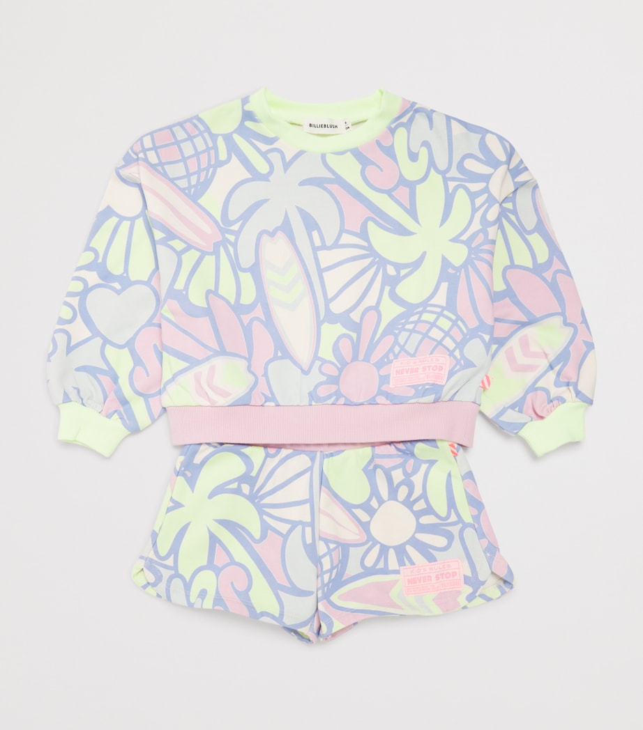 Cotton-Blend Floral Print Shorts (3-12 Years) 552GREEN LEMON Image 3