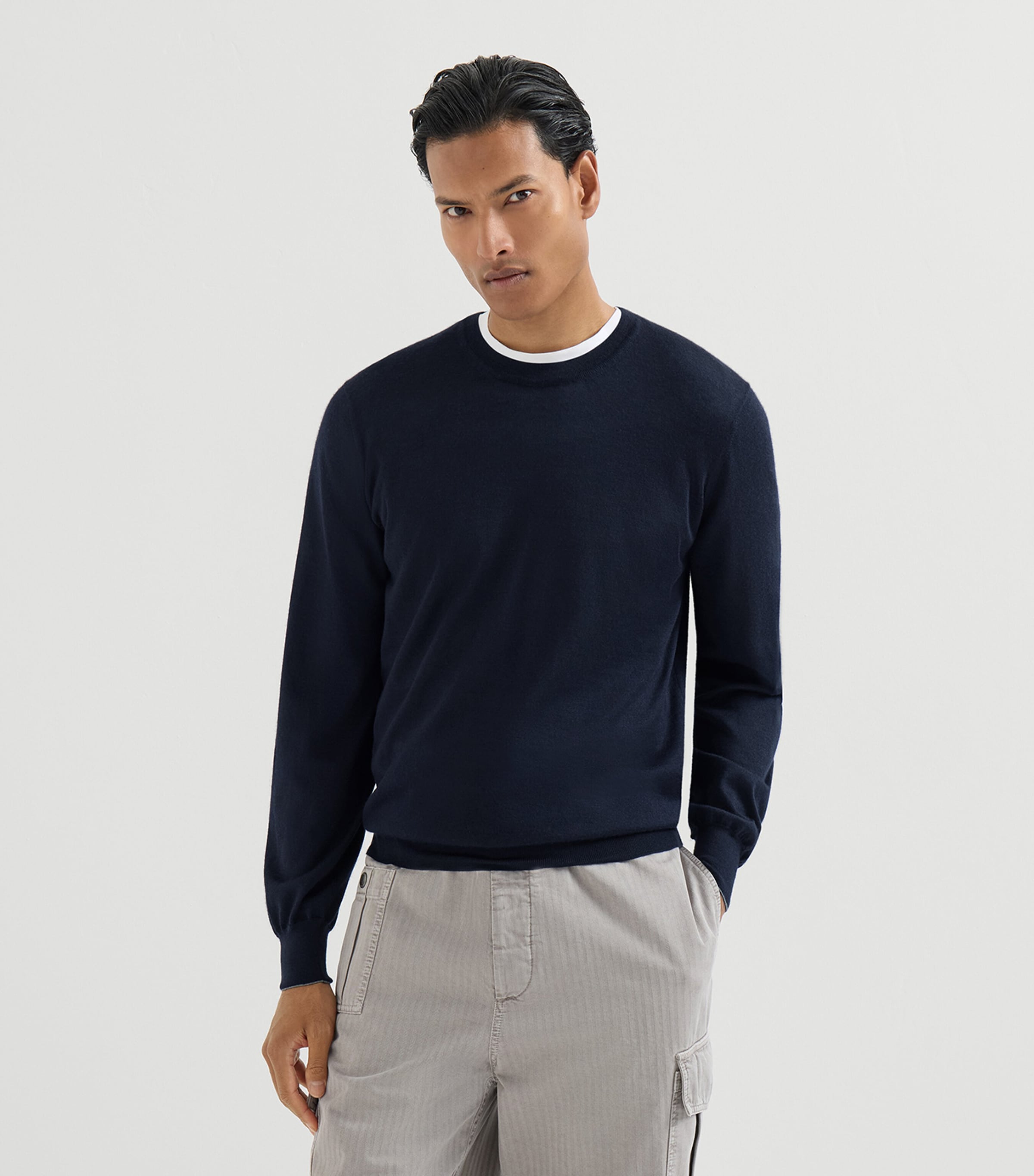 Brunello Cucinelli Mens Cashmere-Silk Crew-Neck Sweater Image 3
