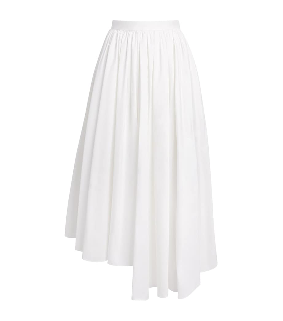 Self-Portrait Womens Poplin Asymmetric Midi Skirt White Image 1