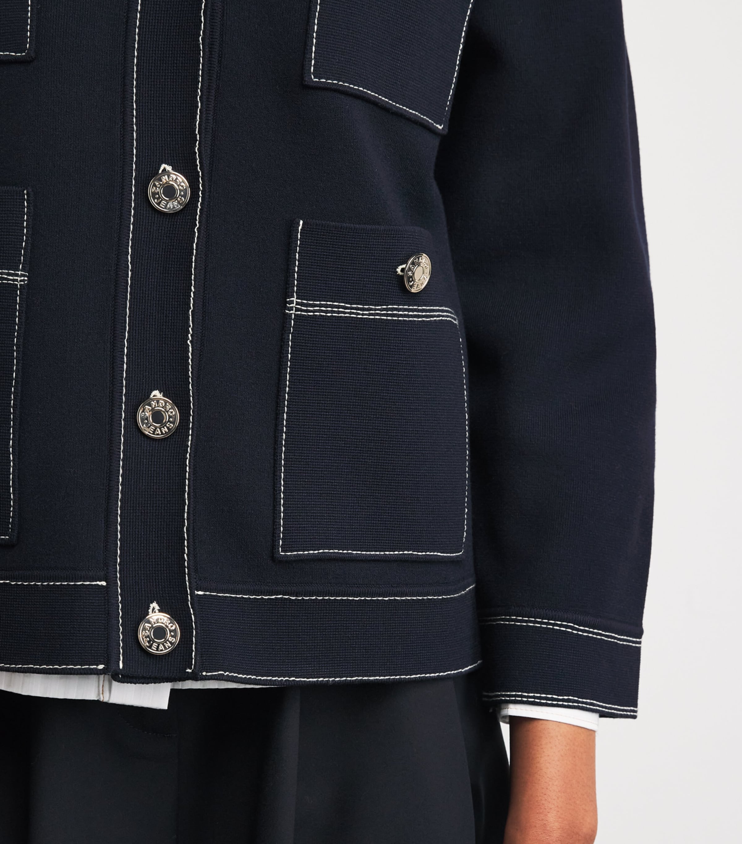 Topstitched Cardigan NAVY BLUE Image 6