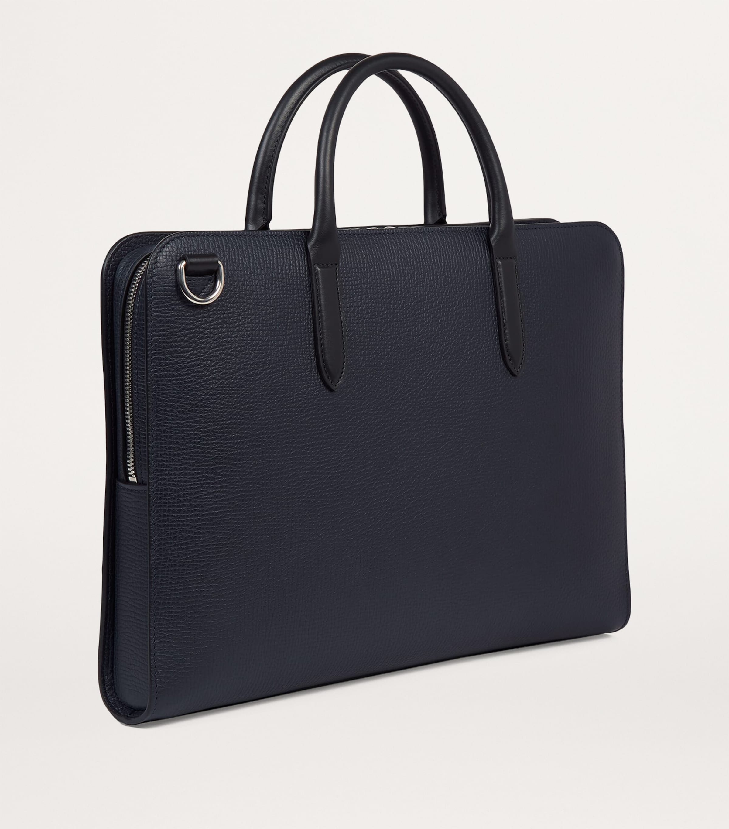 Leather Ultra Slim Briefcase NAVY Image 3