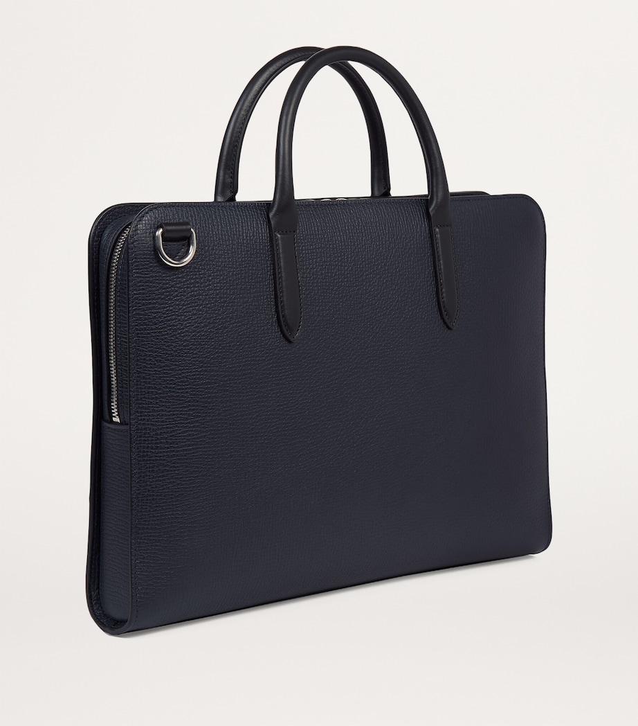 Leather Ultra Slim Briefcase NAVY Image 3